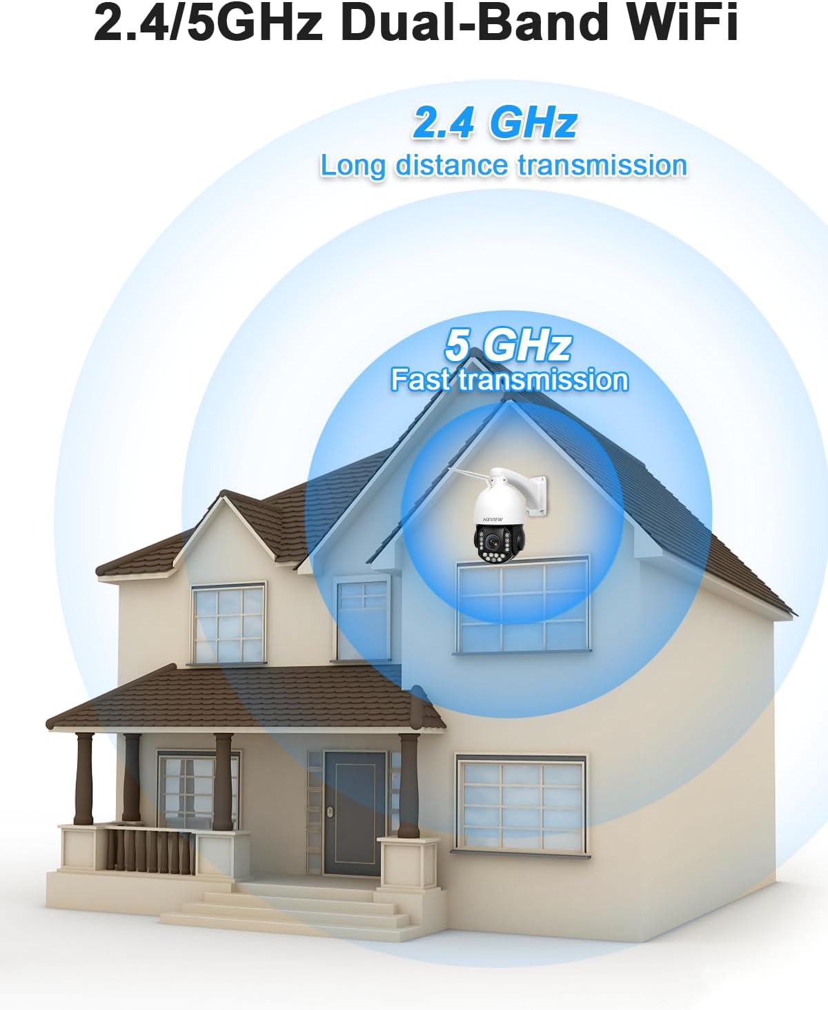 4K PTZ Security Camera Outdoor with 30X Optical Zoom, 1000FT Night Vision, 8MP 360° WiFi Wireless RTSP IP Camera, Auto Tracking, Person/Vehicle Detection, 2.4/5GHz Wi-Fi, 2-Way Audio
