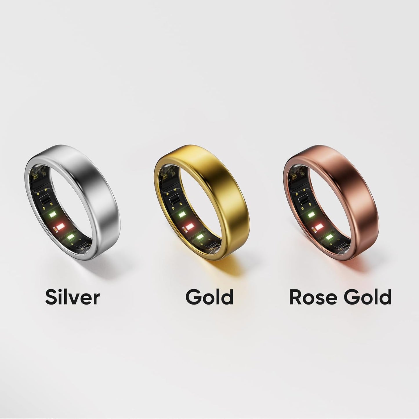 Smart Ring, Titanium Health & Fitness Tracker with Sleep, Heart Rate & SPO₂ Monitoring, Ultra-Light, 4–6 Day Battery, No Subscription, for Women & Men (Gold 8)