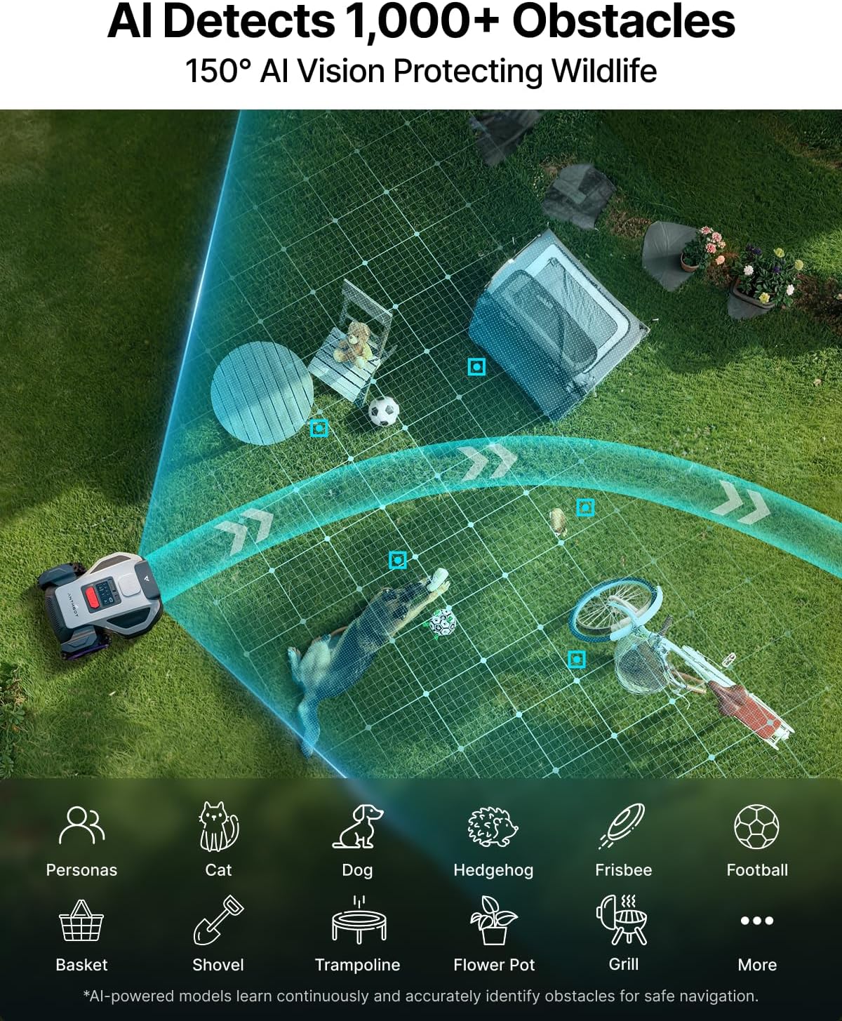 ANTHBOT M9 Robot Lawn Mower 1/4 Acre, Dual Vision+Full-Band RTK Robotic Lawnmower, No Perimeter Wire, App Control Obstacle Avoidance, 45% Slope, Cutting Height, Multi-Zone Mapping