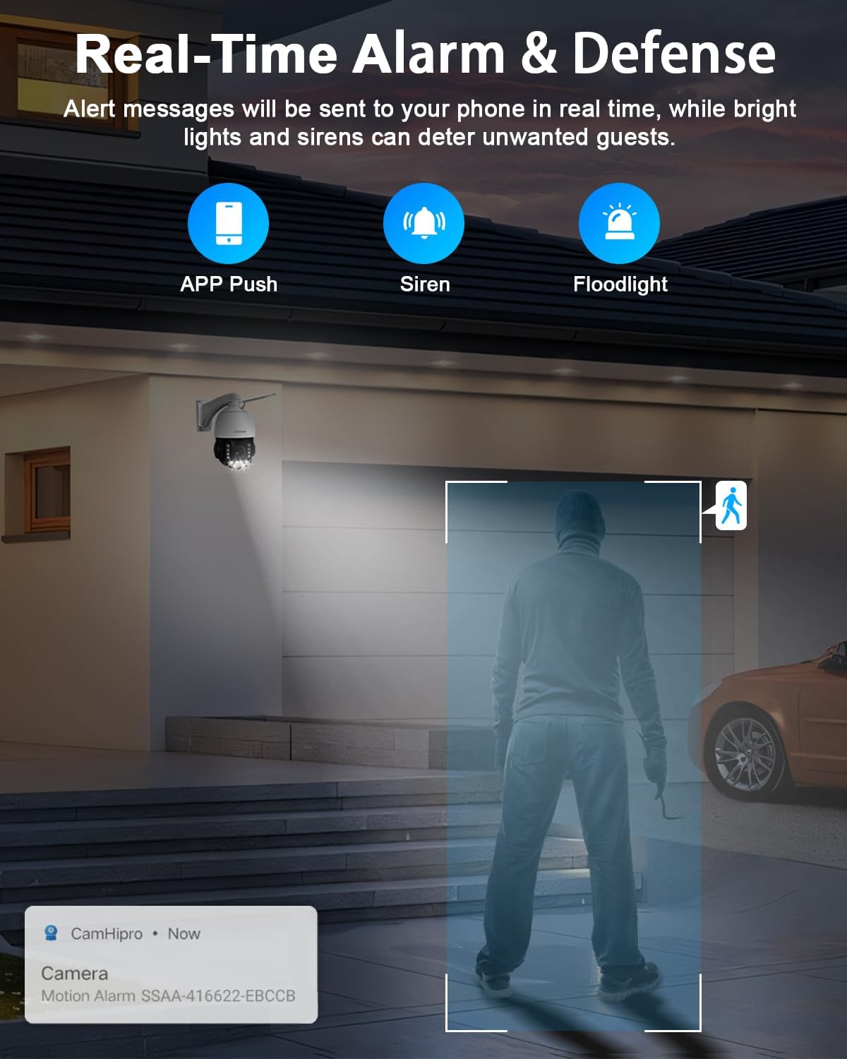 4K PTZ Security Camera Outdoor with 30X Optical Zoom, 1000FT Night Vision, 8MP 360° WiFi Wireless RTSP IP Camera, Auto Tracking, Person/Vehicle Detection, 2.4/5GHz Wi-Fi, 2-Way Audio