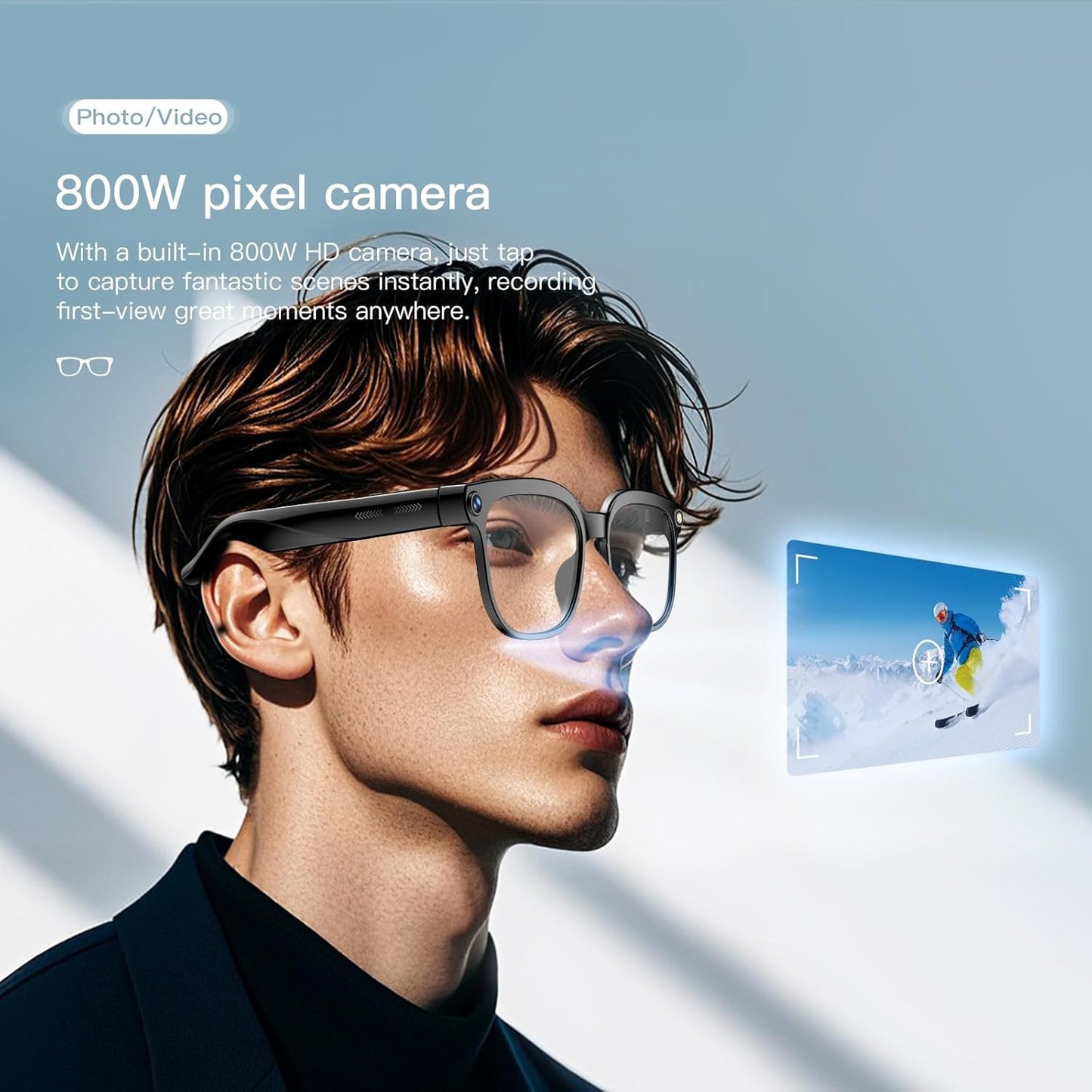 Smart Glasses with Camera, 4K HD Video & Photo Capture Recording Glasses with Audio, AI ChatGPT Assistant, Real-Time Translation Bluetooth Camera Sunglasses, Voice Control Smart Glasses for Men Women