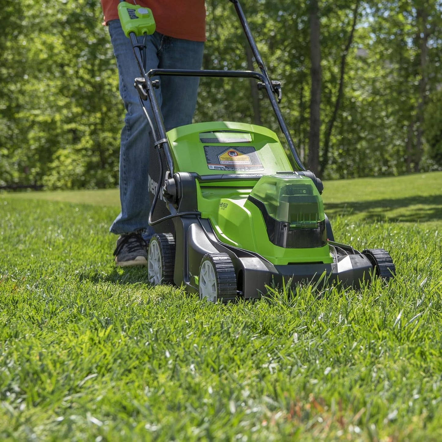 Greenworks 48V (24V x 2) 17" Cordless (Push) Lawn Mower (200+ Compatible Tools), (2) 4.0Ah Batteries and Dual Port Rapid Charger Included