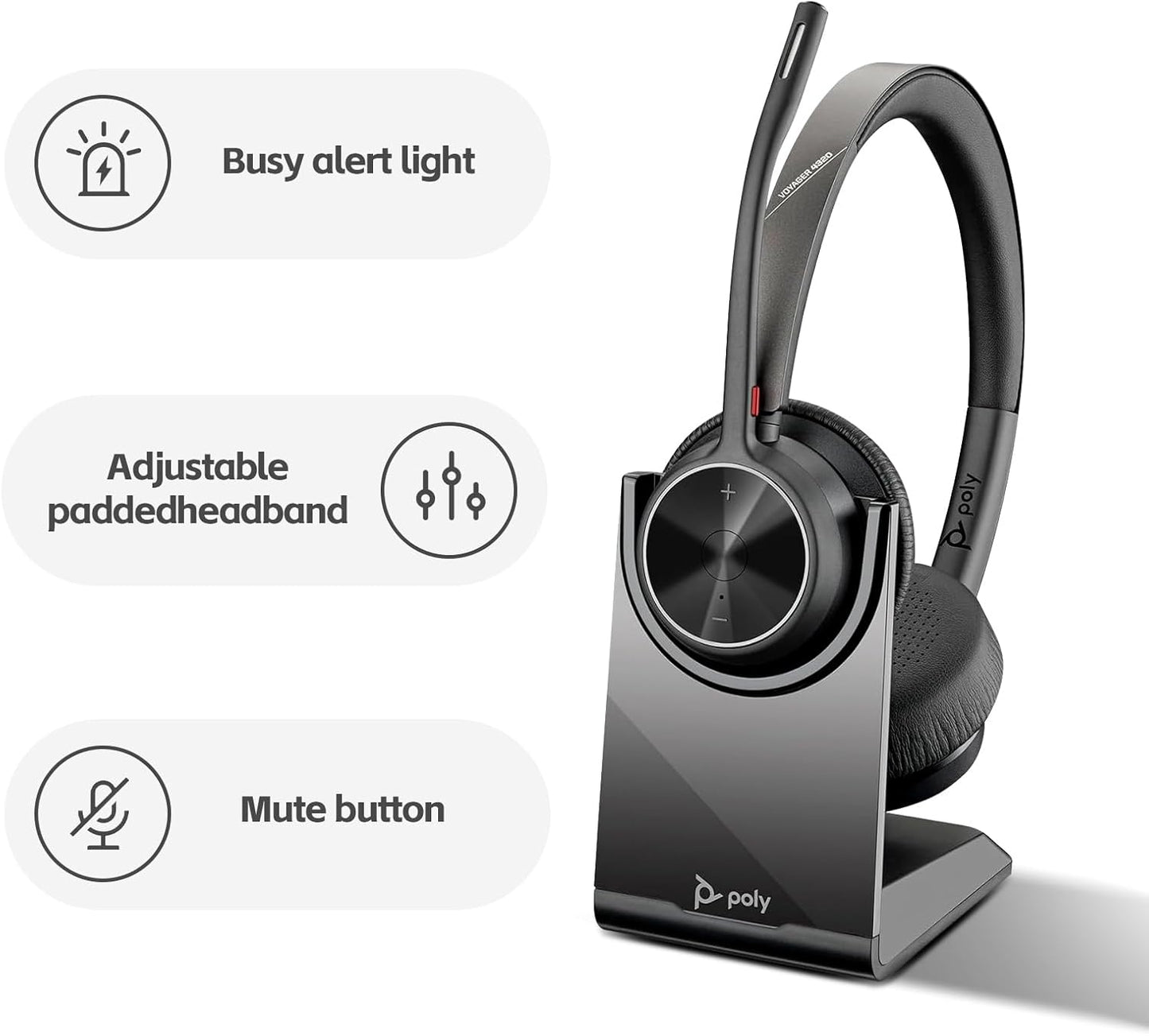 Poly Voyager 4310 UC Wireless Headset & Charge Stand - Single-Ear Headset, Connects PC/Mac/Mobile Phone via Bluetooth with USB-C to A Adapter & USB C Dongle & USB A-C Cable & Storage Bag