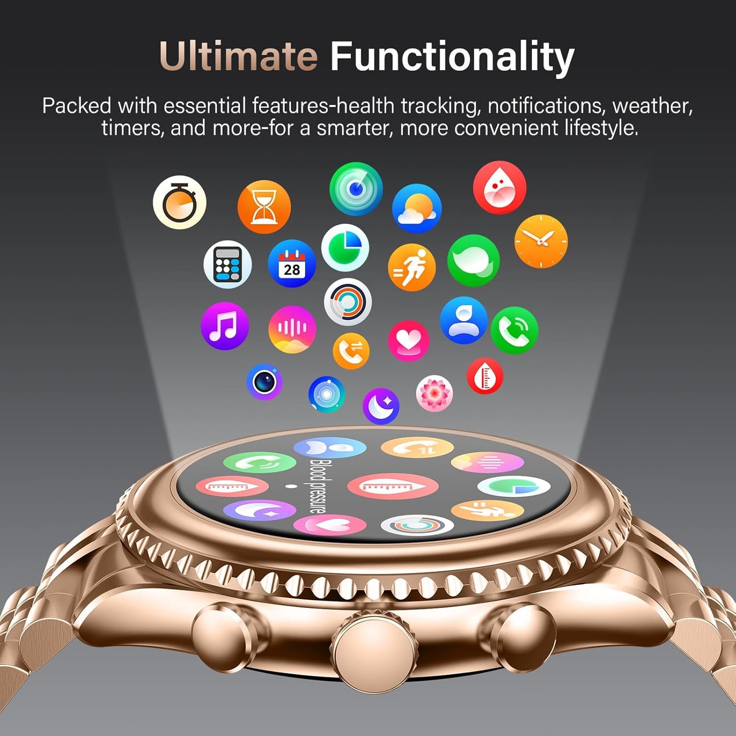 2026 Luxury Smart Watch for Men, Rotating Dial (Axe-Cut Bezel) Smartwatch, 1.32" AMOLED Display, Heart Rate, Blood Pressure, SpO2, Sleep Monitor, Stainless Steel Build, Compatible Android and iOS