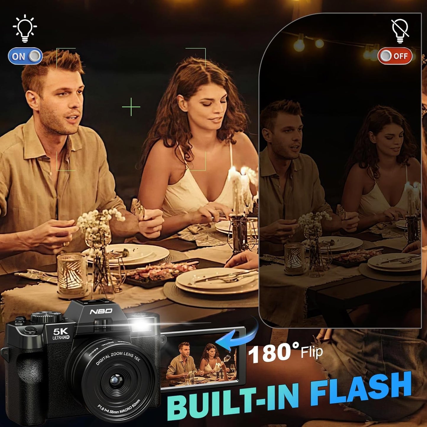 5K Digital Cameras for Photography 64MP - 16X Zoom, WiFi, with 64GB TF Card, Macro Lens & Wide-Angle, Autofocus & Anti-Shake, Vlogging Camera for YouTube Travel (Black)