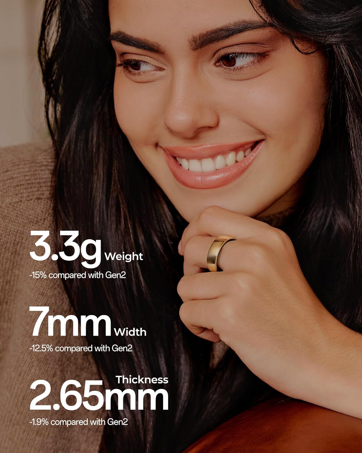 femometer Ring Air | Ultra-Thin Smart Ring | Sleep/Heart Rate/SpO2/Stress | Women's Health & Fertility Tracker with BBT Technology | Hot Flash Monitoring | Free Subscription - Size13