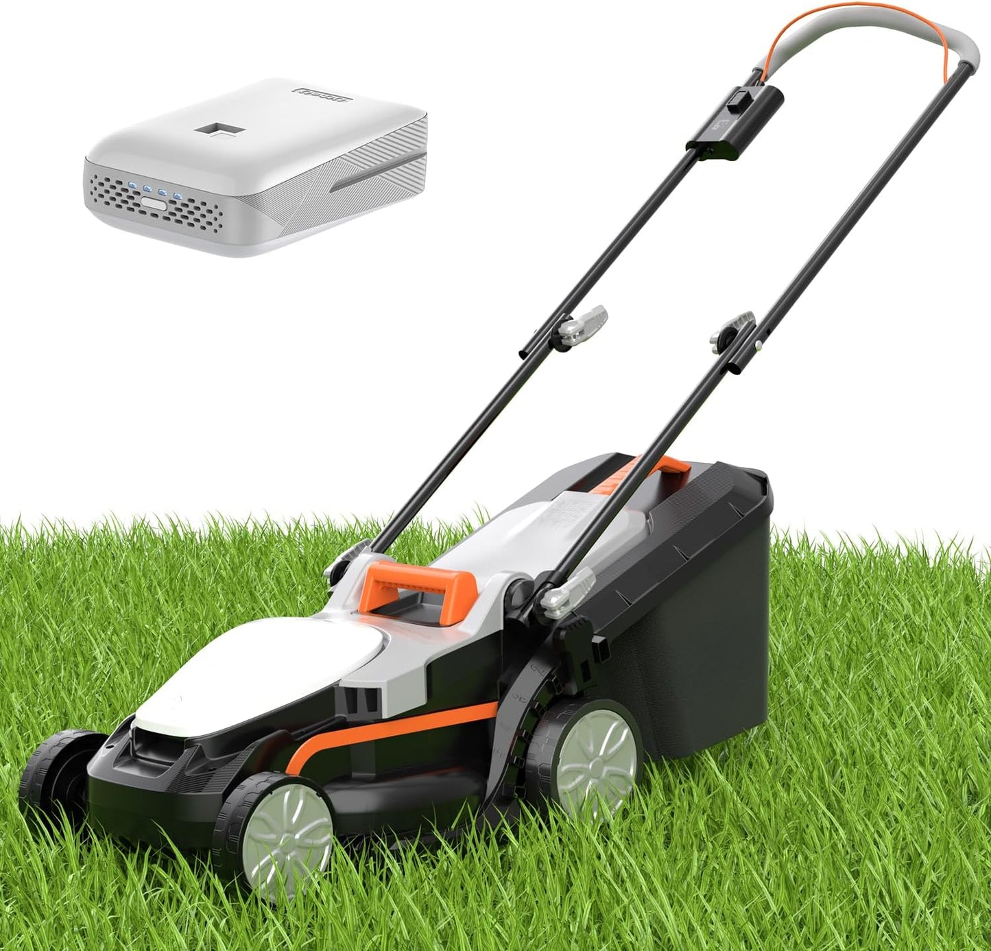 Litheli Electric Lawn Mower Cordless,Grass Cutter Machine for 1300 Sq.Ft. Lawnmower with Motor,13.2 in Cutting Width,8 Gallon Capacity,Cutting Height from 1 to 2.5 in with 4.0A Battery