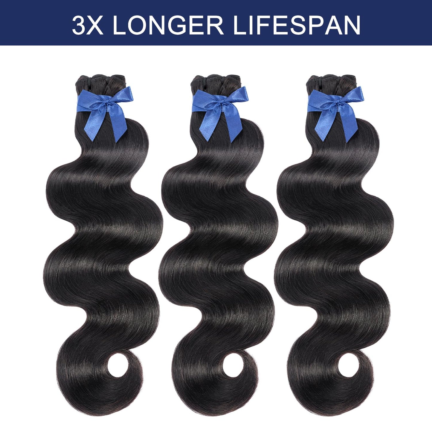 Raw Bundles Human Hair Body Wave, Bleachable & Dyeable, No Shedding, No Tangles, 15A Raw Vietnamese Hair Bundles, 18 20 22Inches, 3X Longer Lifespan