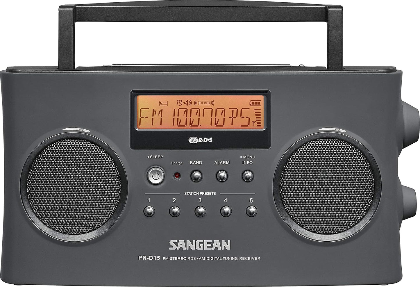 Sangean PR-D15 Digital Portable Stereo RDS Receiver Gray