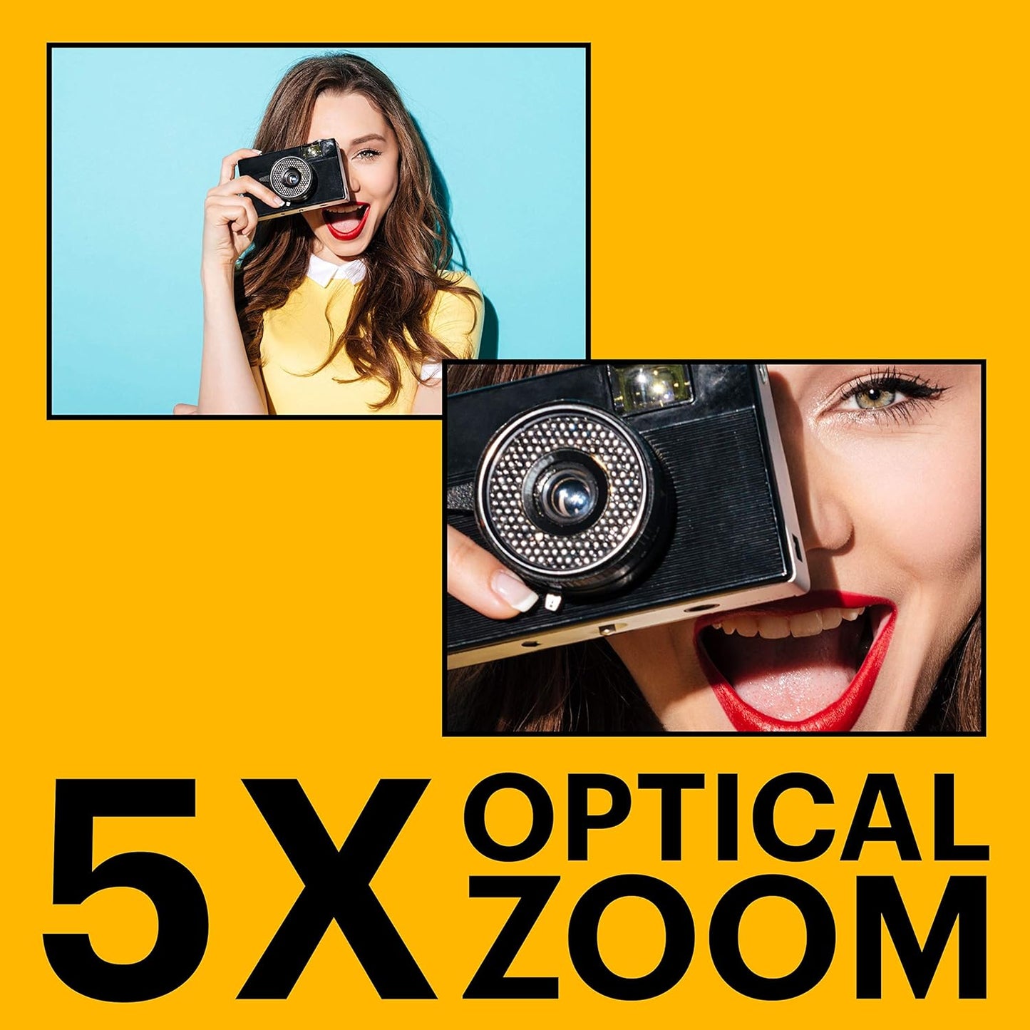 Kodak PIXPRO FZ55-RD 16MP Digital Camera 5X Optical Zoom 28mm Wide Angle 1080P Full HD Video 2.7" LCD Vlogging Camera (Red) Packaging May Vary