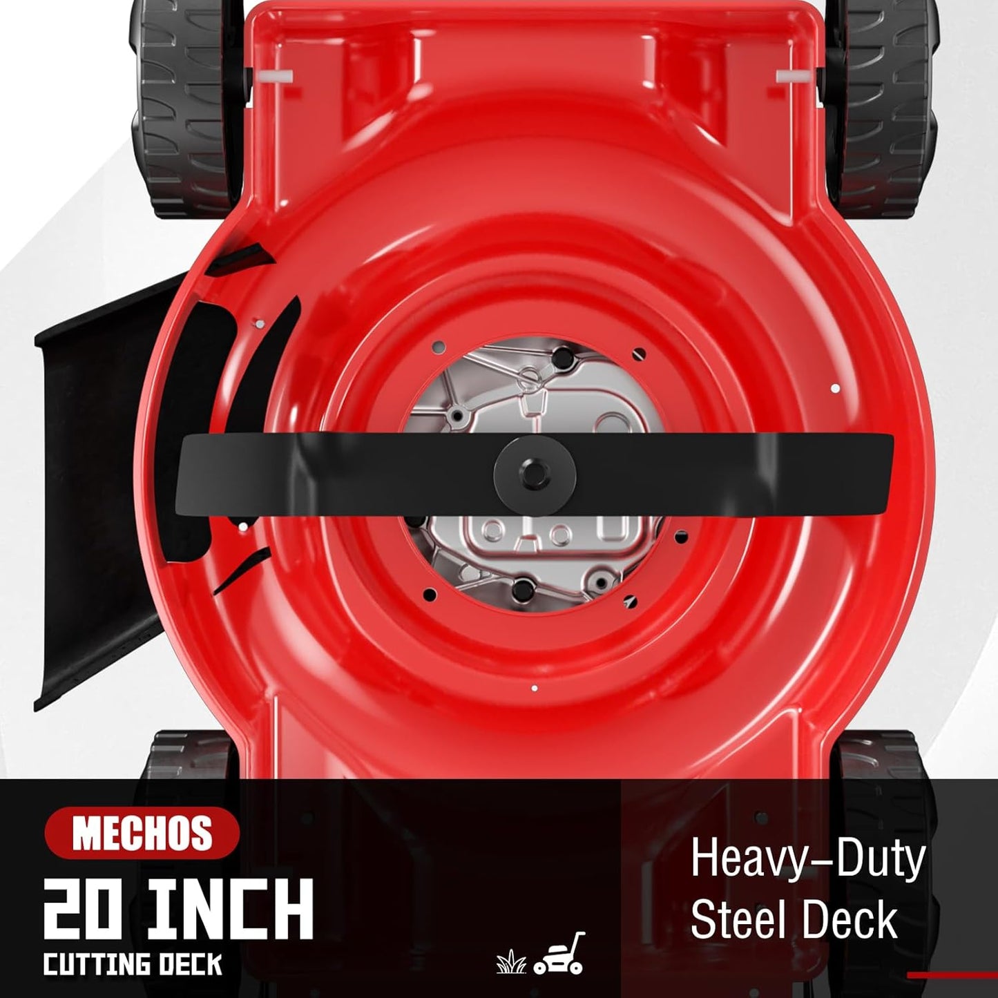MECHOS 20'' 144cc 4-Cycle Engine 3-Position Cutting Height Adjustment 2-in-1 Gas Walk Behind Lawn Mower, Black, Hand Push