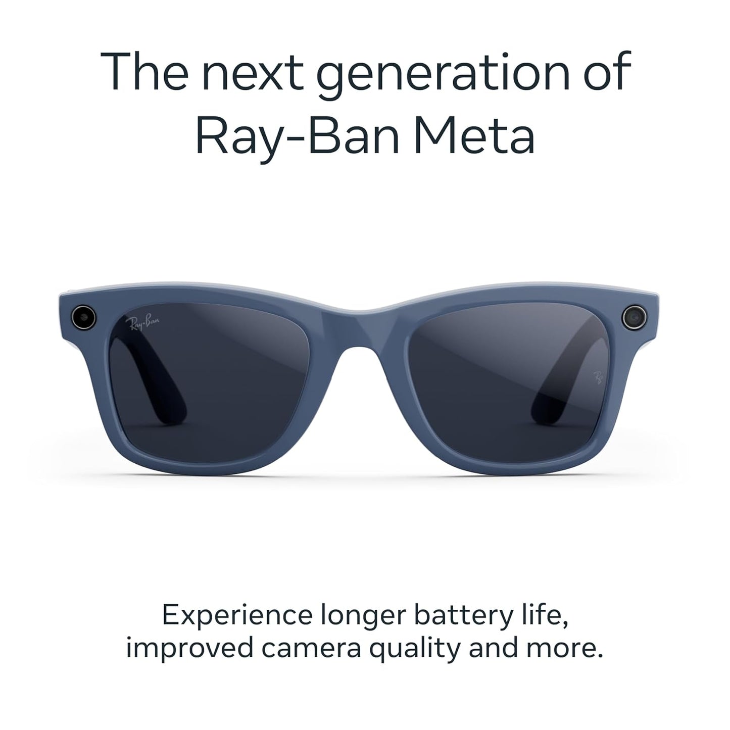 Ray-Ban Meta (Gen 2), Wayfarer, Shiny Cosmic Blue | Smart AI Glasses for Men, Women — 2x Battery Life — 3K Ultra HD Resolution — 12 MP Ultra-Wide Camera, Audio, Video — Transitions® Sapphire Lenses