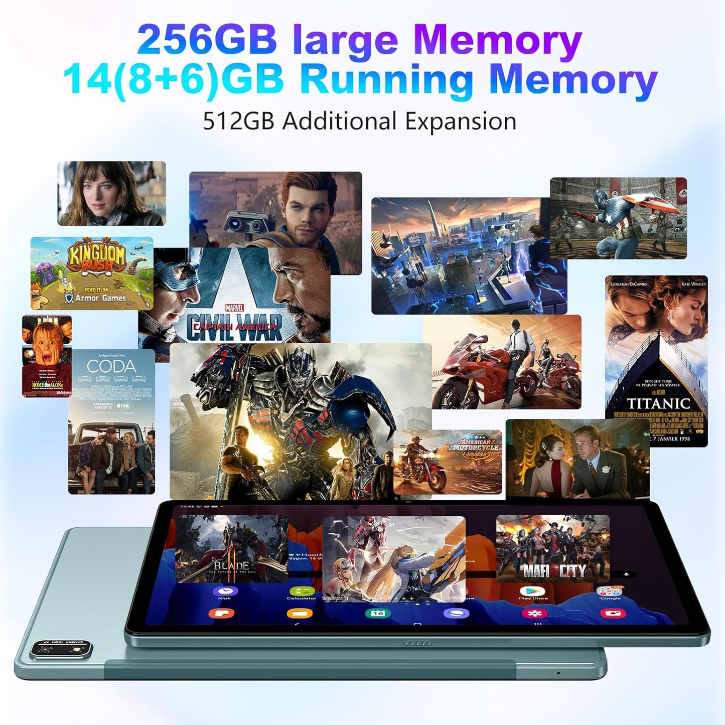 Android 13 Tablet, 11 inch Android Tablet Computer, 14(6+8GB) RAM+256GB ROM+512GB Expand, 7500mAh Battery, 2000 * 1200 IPS, WiFi, Bluetooth 5.0, GPS, Dual Camera, Widevine L1