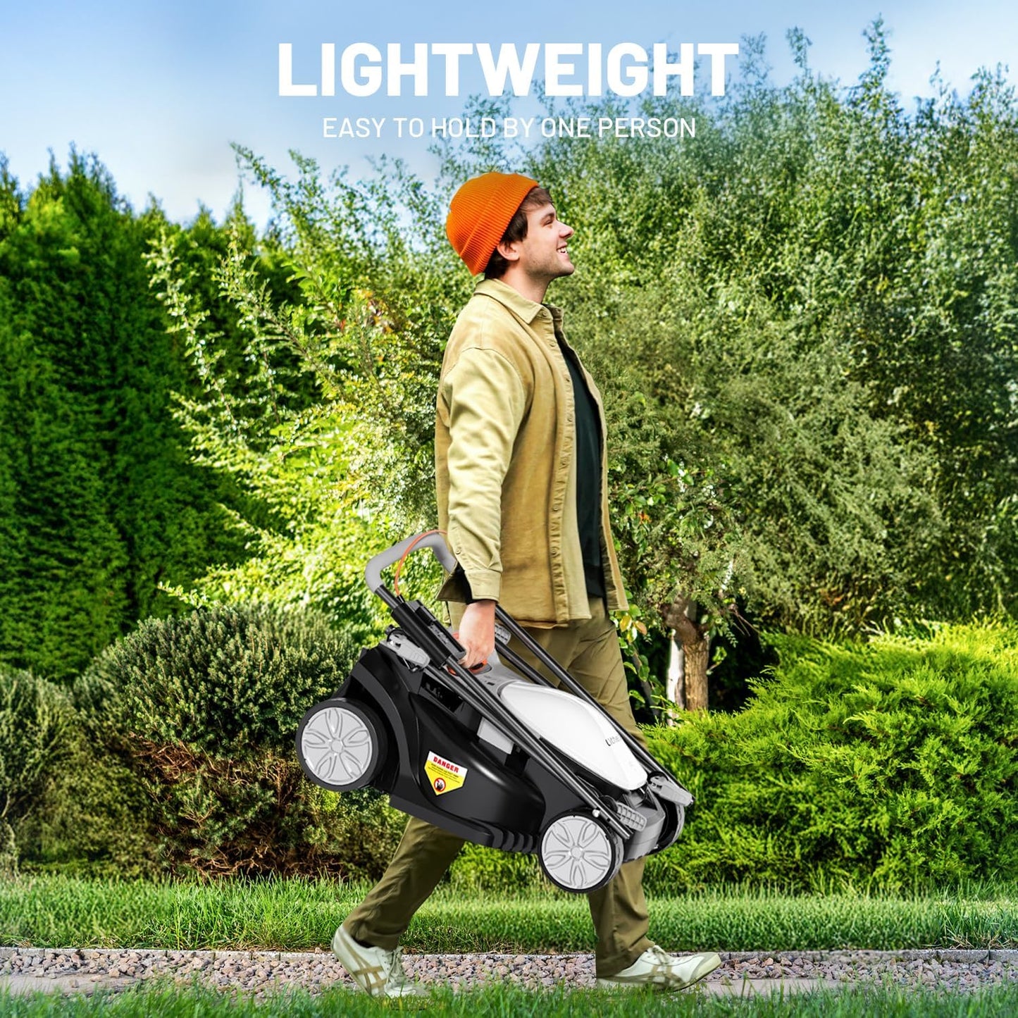 Litheli Electric Lawn Mower Cordless,Grass Cutter Machine for 1600 Sq.Ft. Lawnmower with Motor,13 in Cutting Width,8 Gallon Capacity,Cutting Height from 1 to 2.5 in（ 4.0 Battery）