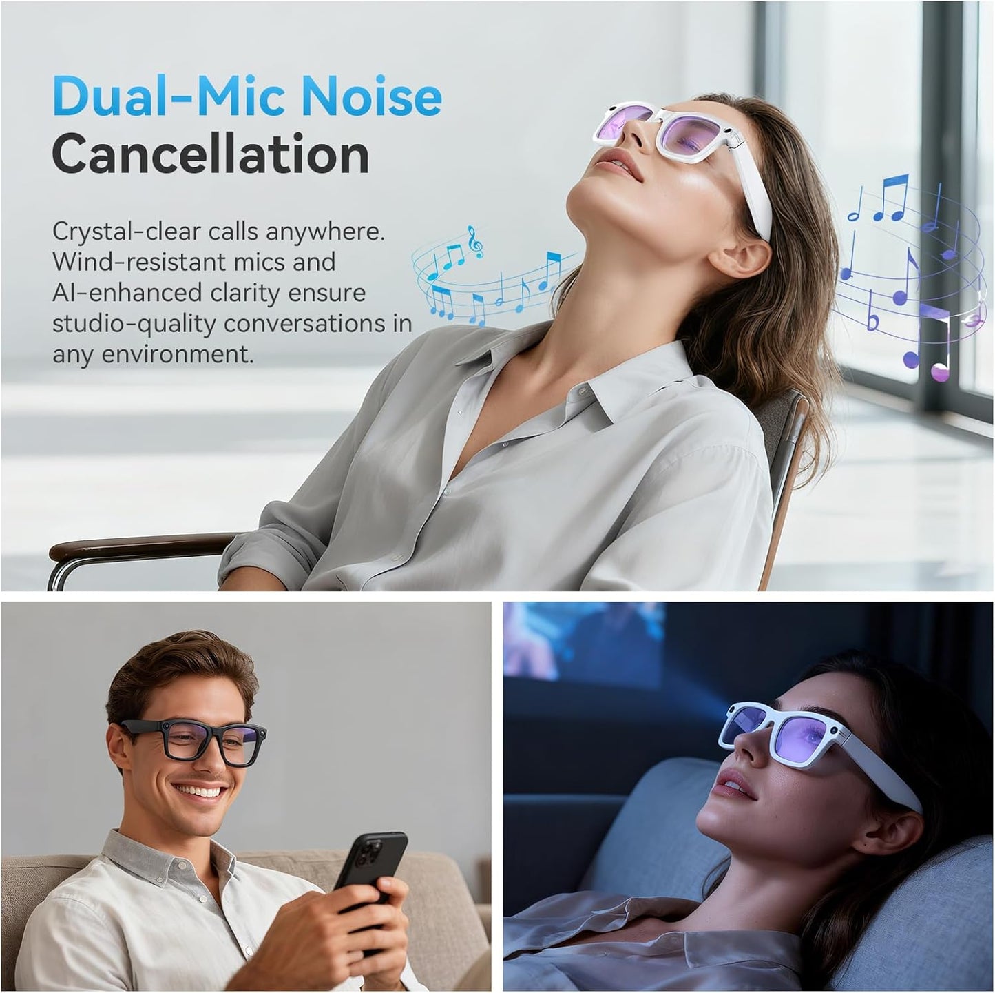 AI Smart Glasses for Men Women,8MP 2K HD Camera Glasses,AI Voice Control,AI Photo Recognition,Real-Time Translation,Smart Sunglasses with Bluetooth Call,IP67 Waterproof for Driving,Outdoor,+2 Lenses.