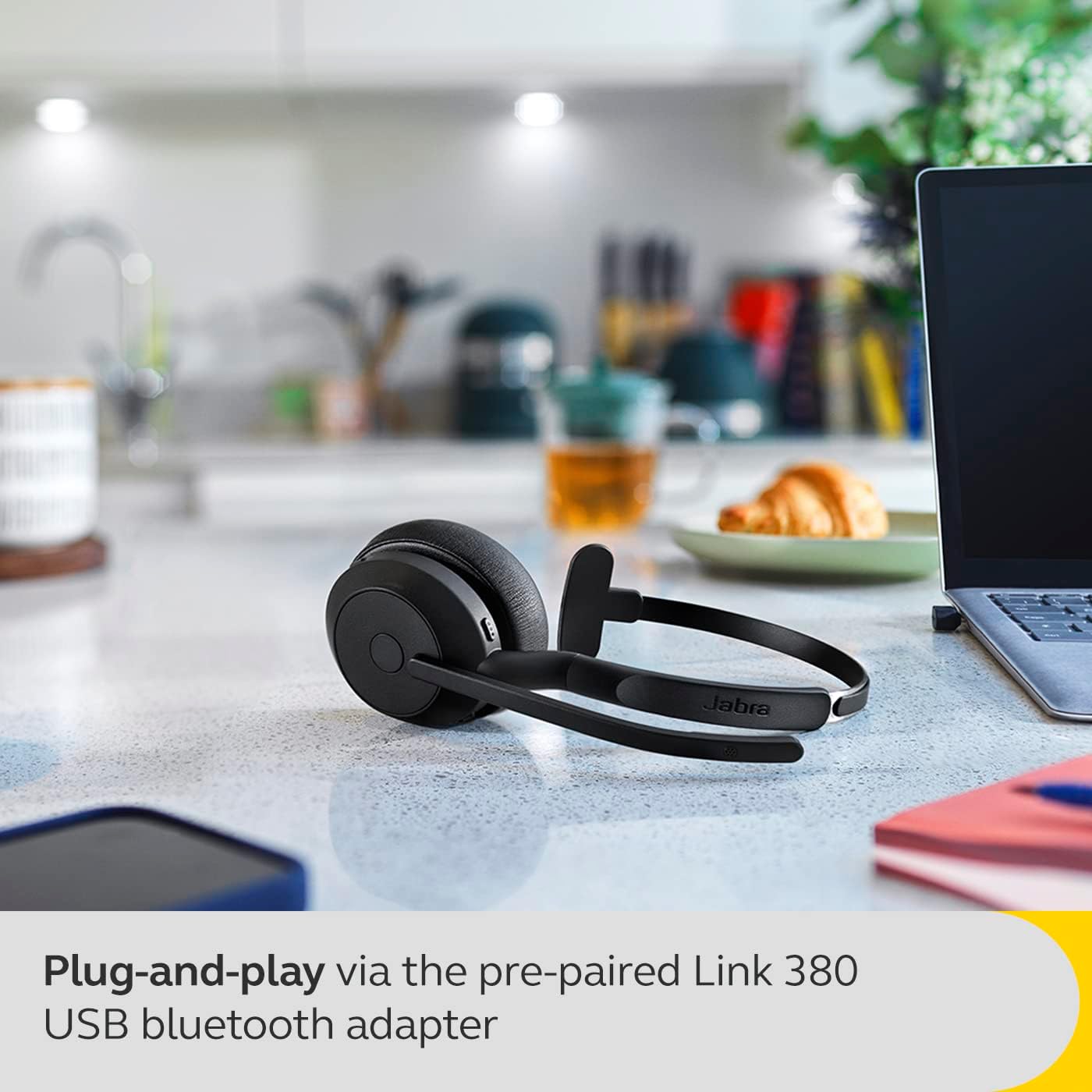 Jabra Evolve2 55 Mono Wireless Headset - Features AirComfort Technology, Noise-Cancelling Mics & Active Noise Cancellation - Works with UC Platforms Such as Zoom & Google Meet - Black