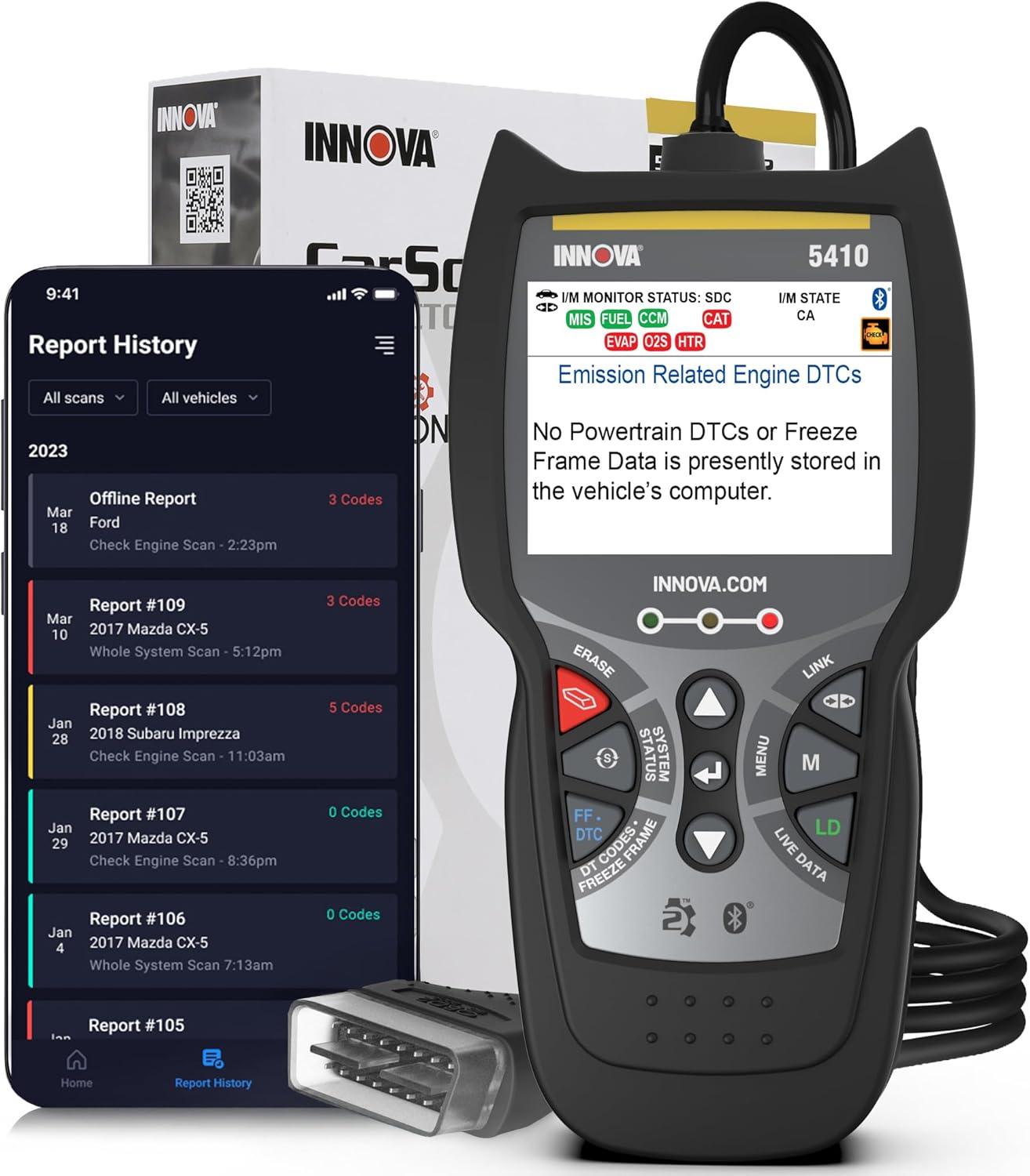 Innova 5410 All-System OBD2 Scanner Diagnostic Tool for Cars & Trucks – Automotive Scan Tools for Engine, ABS, SRS & Transmission, Bluetooth Compatible with America's Top Car Repair App