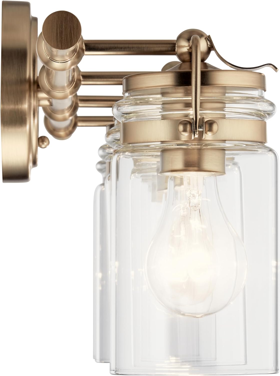 Kichler Brinley 4-Light Bathroom Vanity Light Fixture with Clear Glass in Champagne Bronze, Industrial Farmhouse Style for Mirror Lighting (32.5" x 10.25" x 6.75"), 45690CPZ