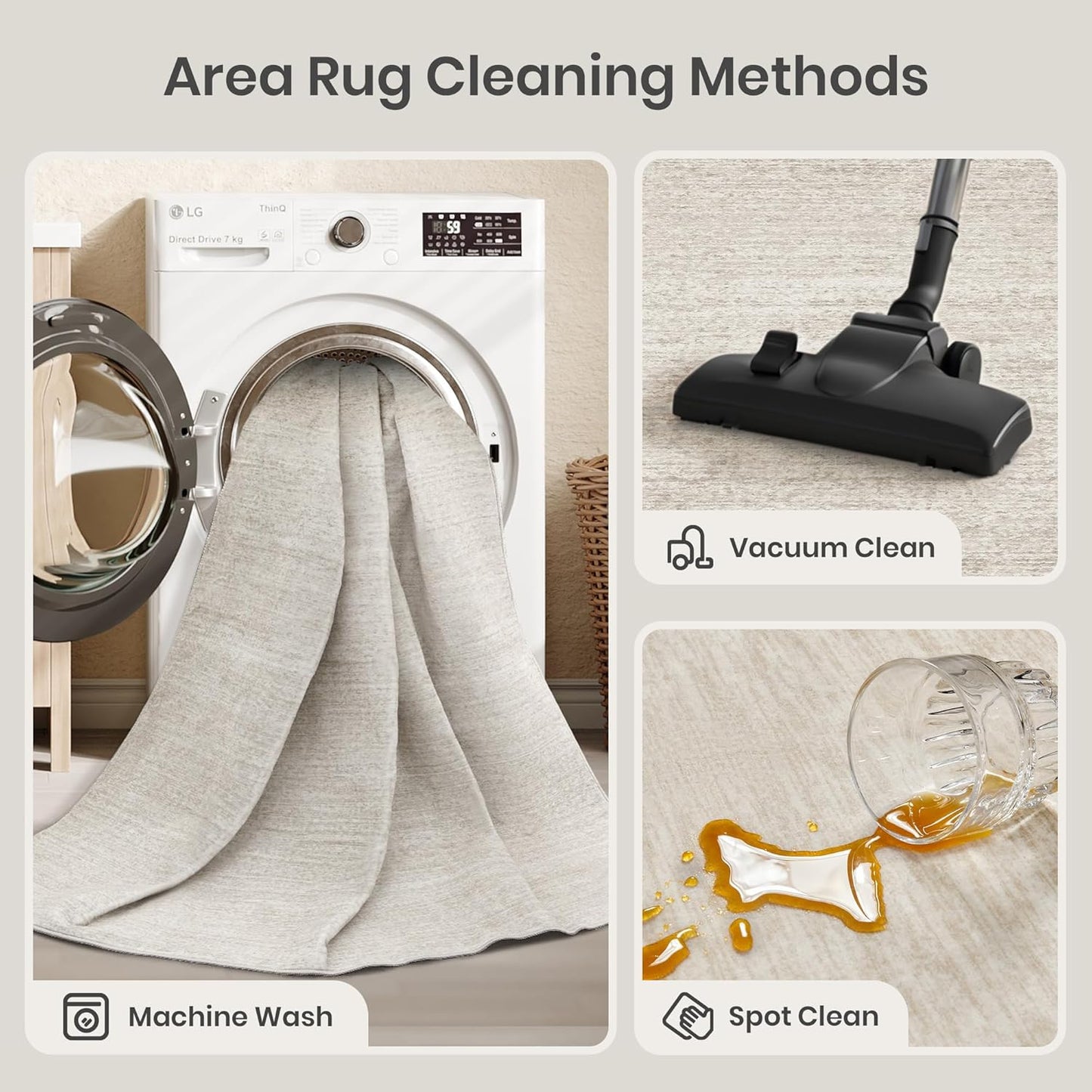 Valenrug Area Rugs 9x12 Living Room - Stain Resistant 9x12 Area Rugs for Living Room, Non Slip Backing Printed Rugs for Bedroom, Folable Machine Washable Rugs (9'x12', Beige)