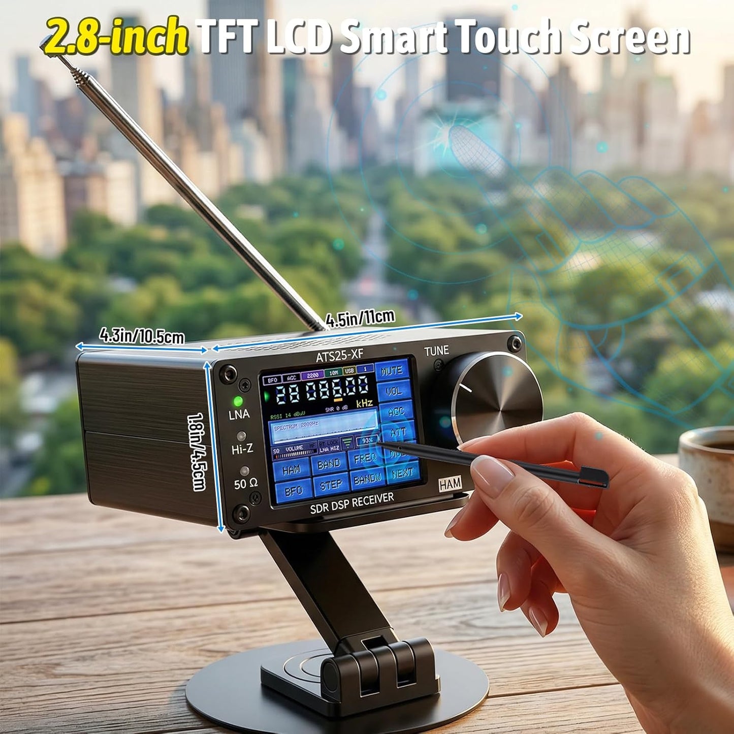 Upgraded V4.20 ATS25-XF Si4732 DSP Portable Shortwave Radio Receiver,FM LW SW MW CB SSB WiFi Function Full Band Radio Receiver,CW FT8 RTTY PSK Hell Digital Decoder with Bracket&2 Circular Antennas