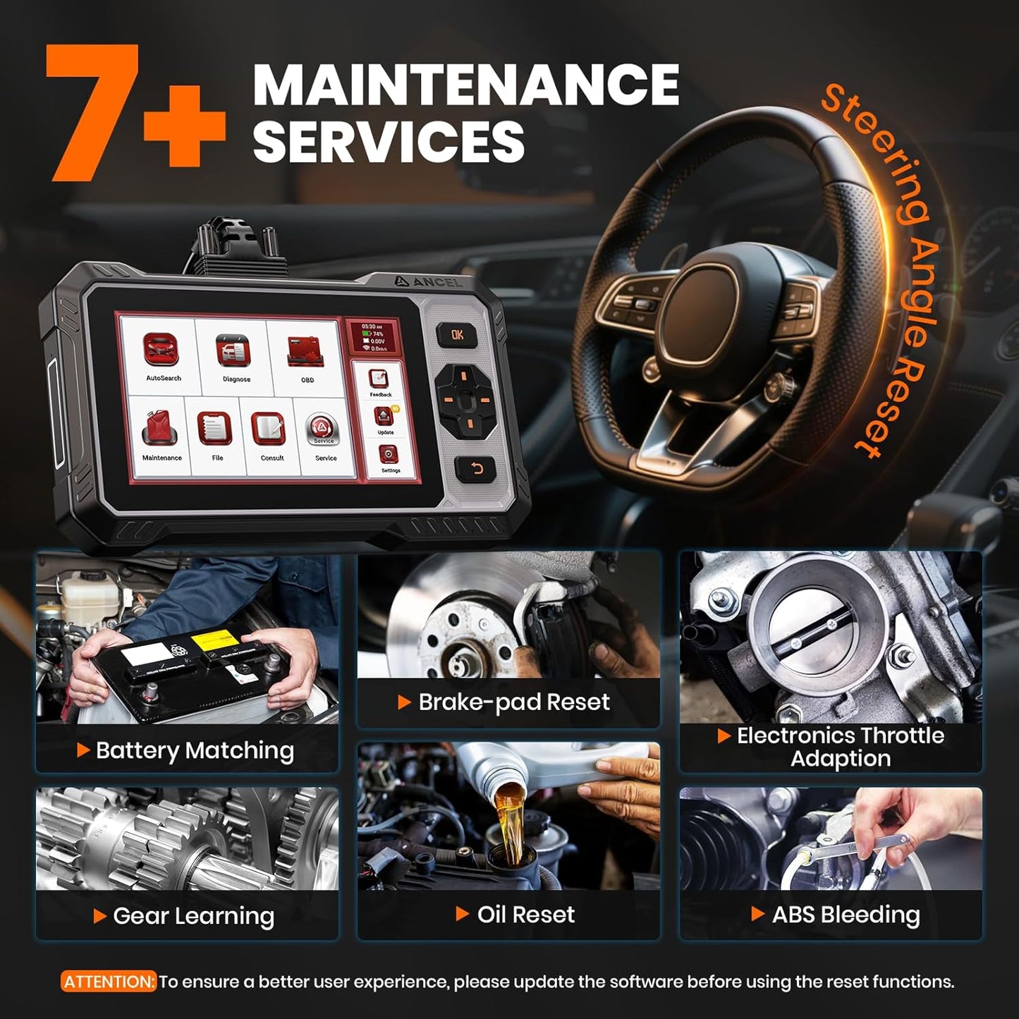 ANCEL FX6000 Bidirectional OBD2 Scanner - ABS, SRS, Transmission & Engine Car Diagnostic Scan Tool with 7+ Reset Services (ABS Bleed, EPB, SAS, BMS, Oil), Auto Scan, Lifetime Free Updates