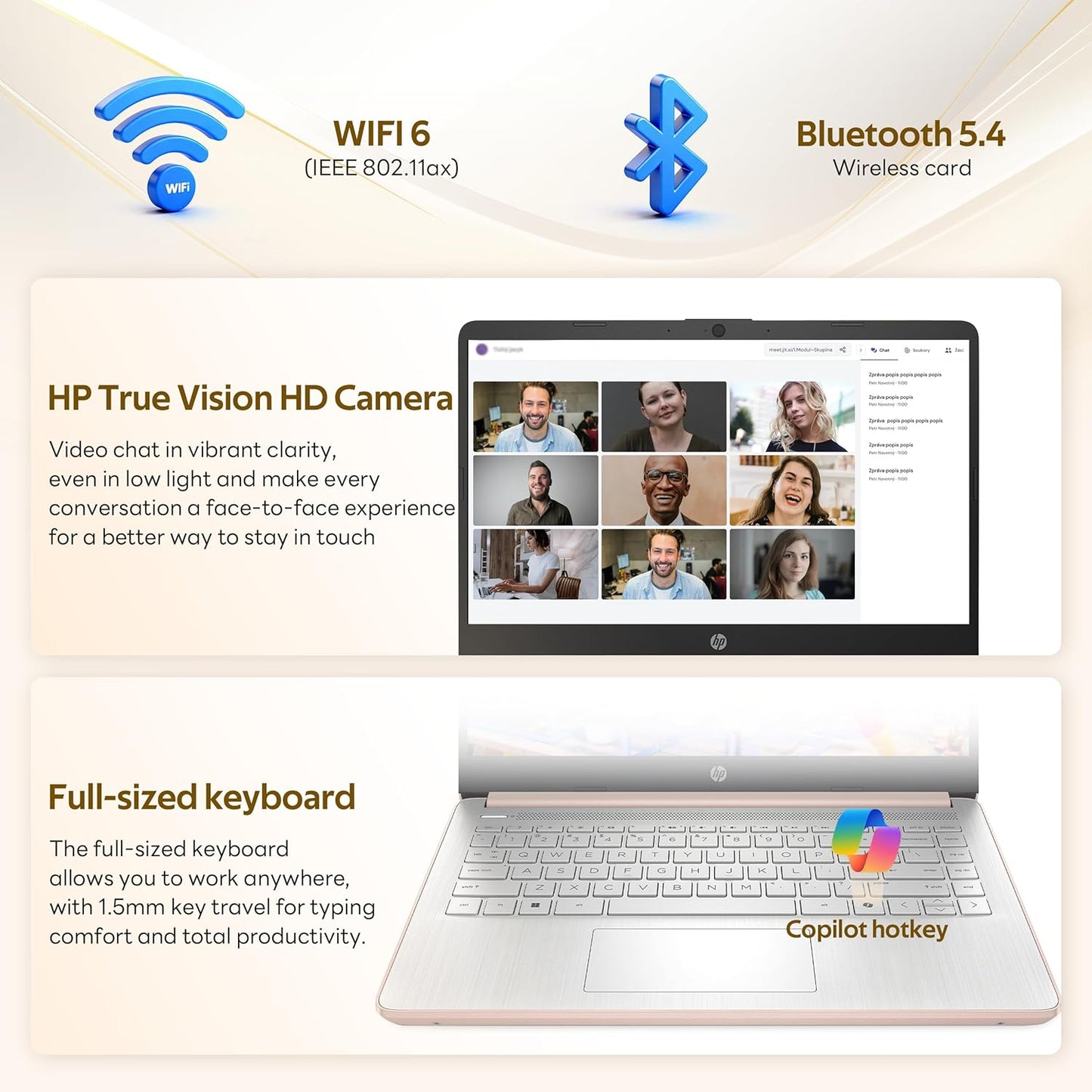 HP Stream 14" Laptop with AI Copilot, Flagship for Students & Business, 13th Gen Intel 4-Core, 4GB RAM, 1.12TB Storage (128GB UFS + 1TB Docking Station), Office 365 1-Year, Win 11 S, Pale Rose Gold