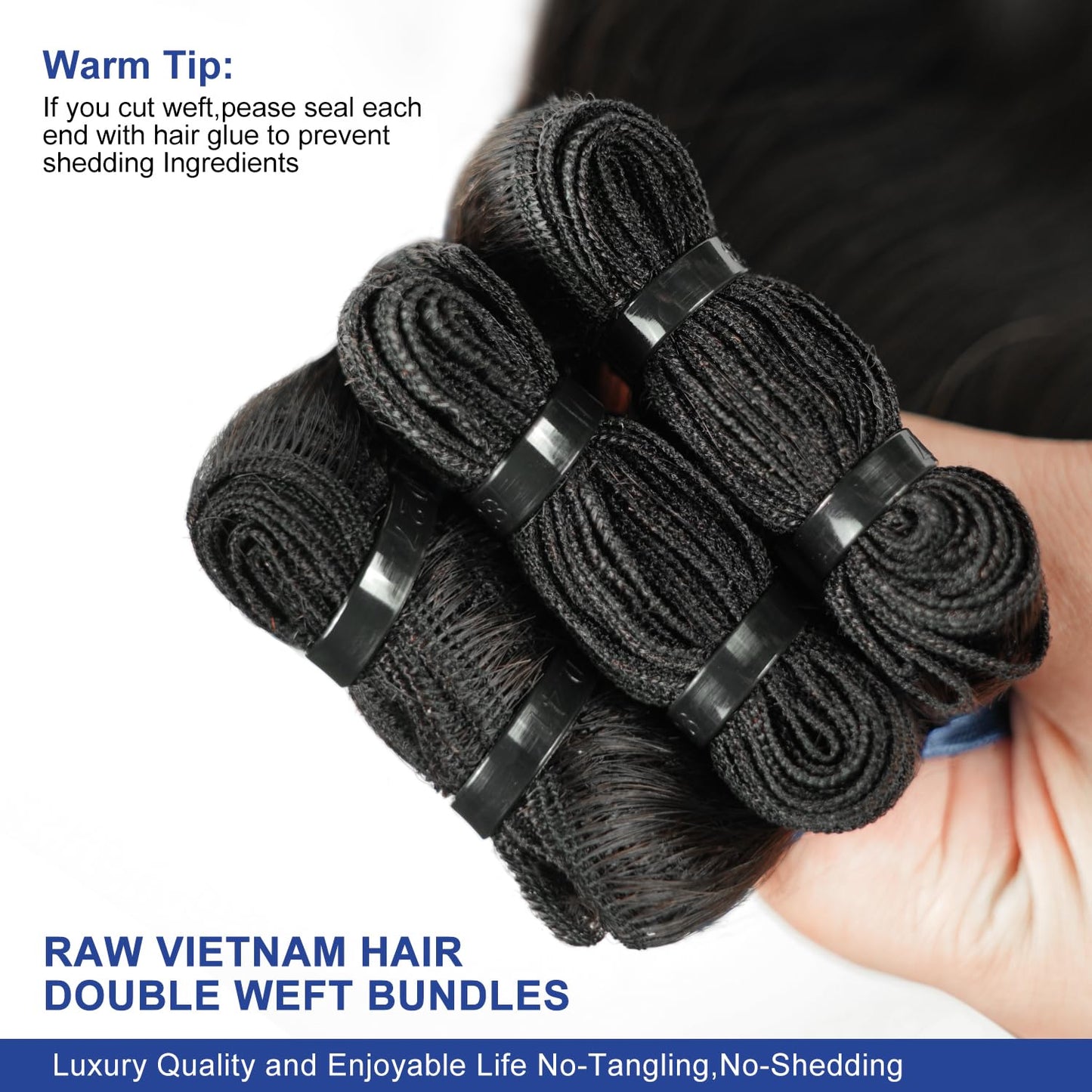Raw Bundles Human Hair Body Wave, Bleachable & Dyeable, No Shedding, No Tangles, 15A Raw Vietnamese Hair Bundles, 18 20 22Inches, 3X Longer Lifespan