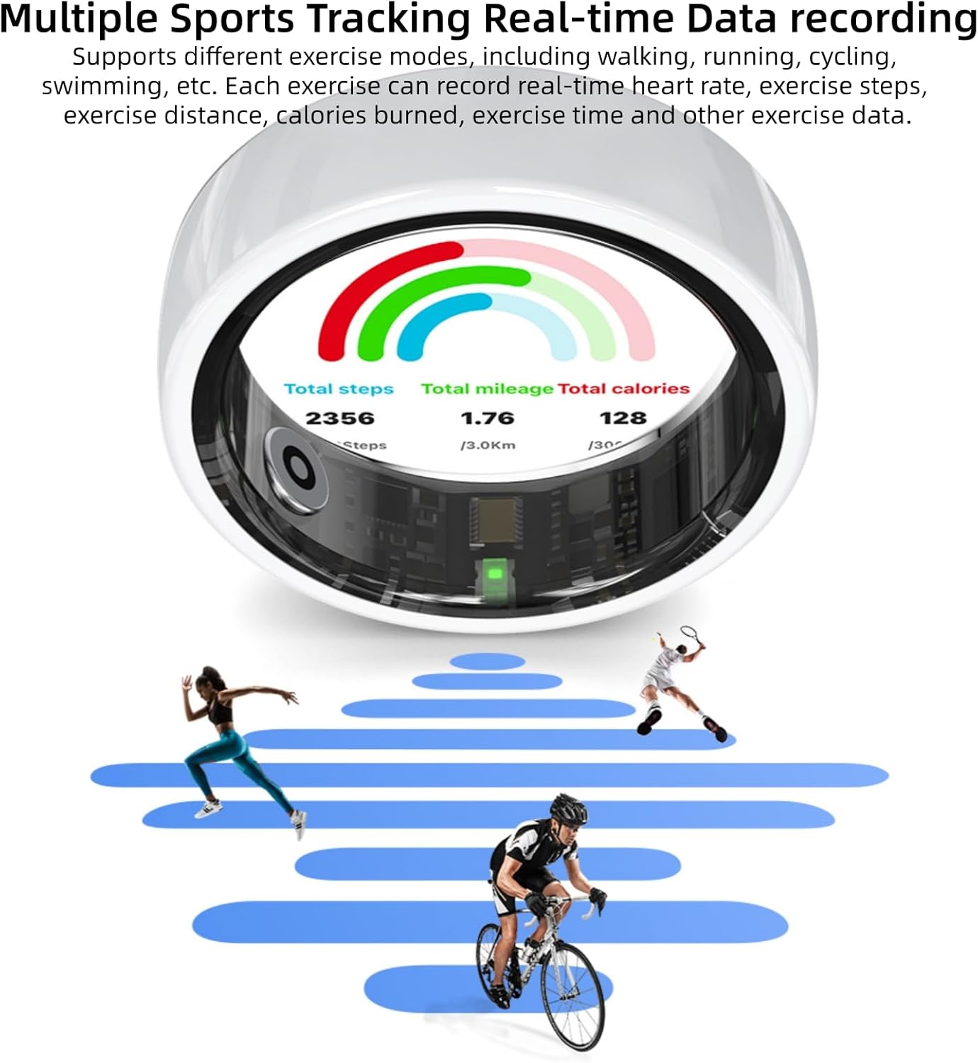 Smart Rings for Couples, Health Rings for Men & Women, 24/7 Track Heart Rate, Sleep, SpO2, Stress, HRV & Cycles, 5ATM Waterproof, iOS/Android, No Subscription, Pink, Size 6 (16.6mm)