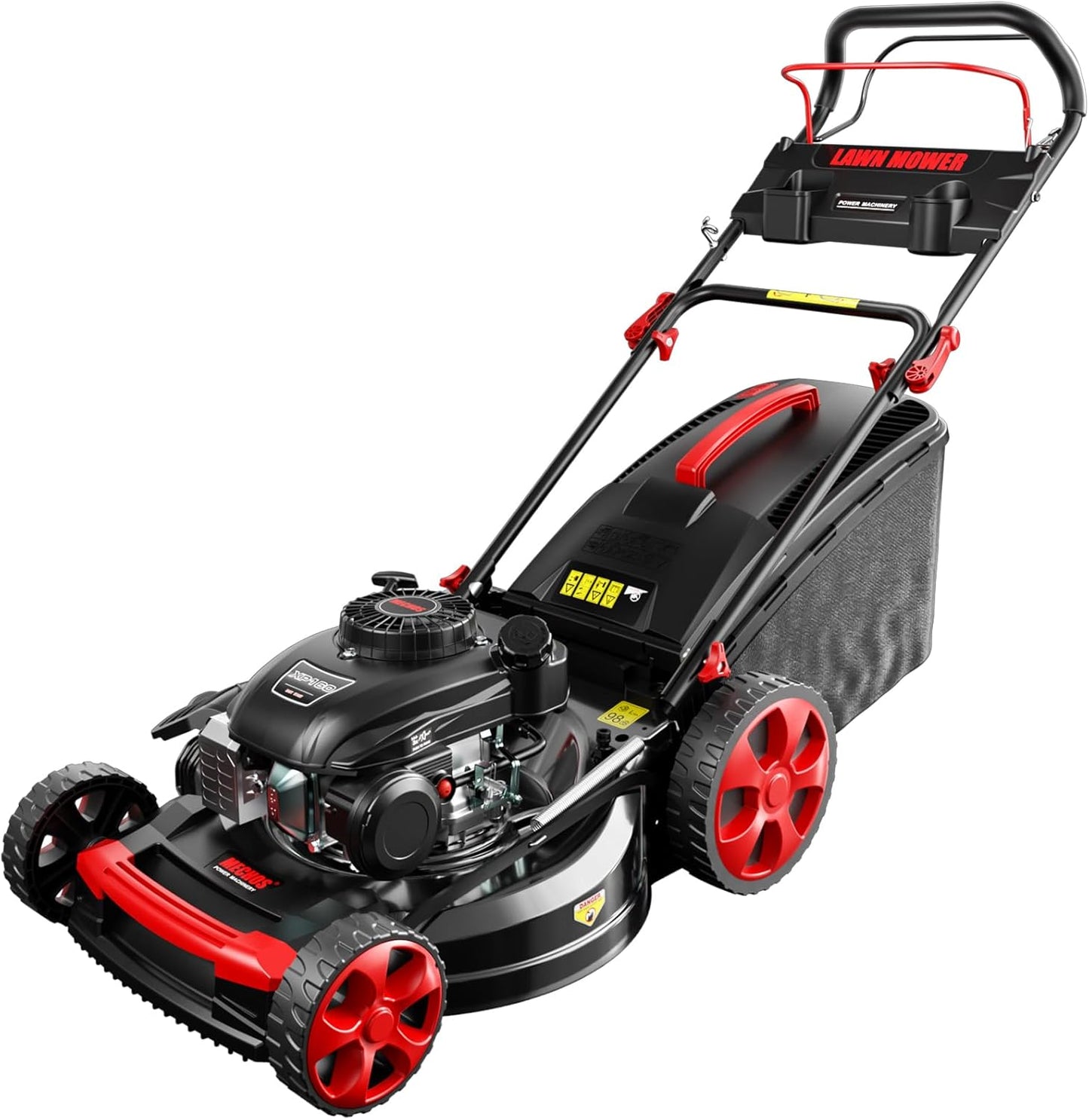 MECHOS 21 Inch 201cc 4-Cycle Engine 3-Position Cutting Height Adjustment 3-in-1 Gas Walk Behind Self Propelled Lawn Mower, Black