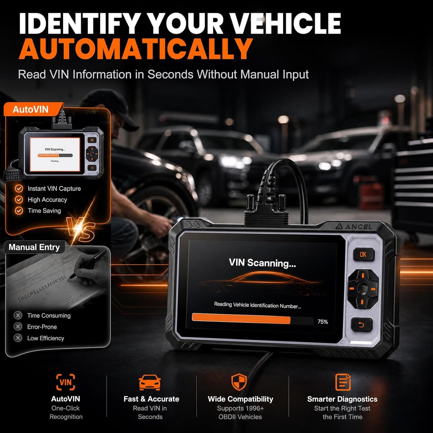ANCEL FX6100 Bidirectional Scan Tool, Full System OBD2 Scanner Diagnostic Tool with Lifetime Free Updates, 15+ Service Reset, AutoVIN, Automotive Diagnostic Scanner for Car, CAN FD & FCA AutoAuth