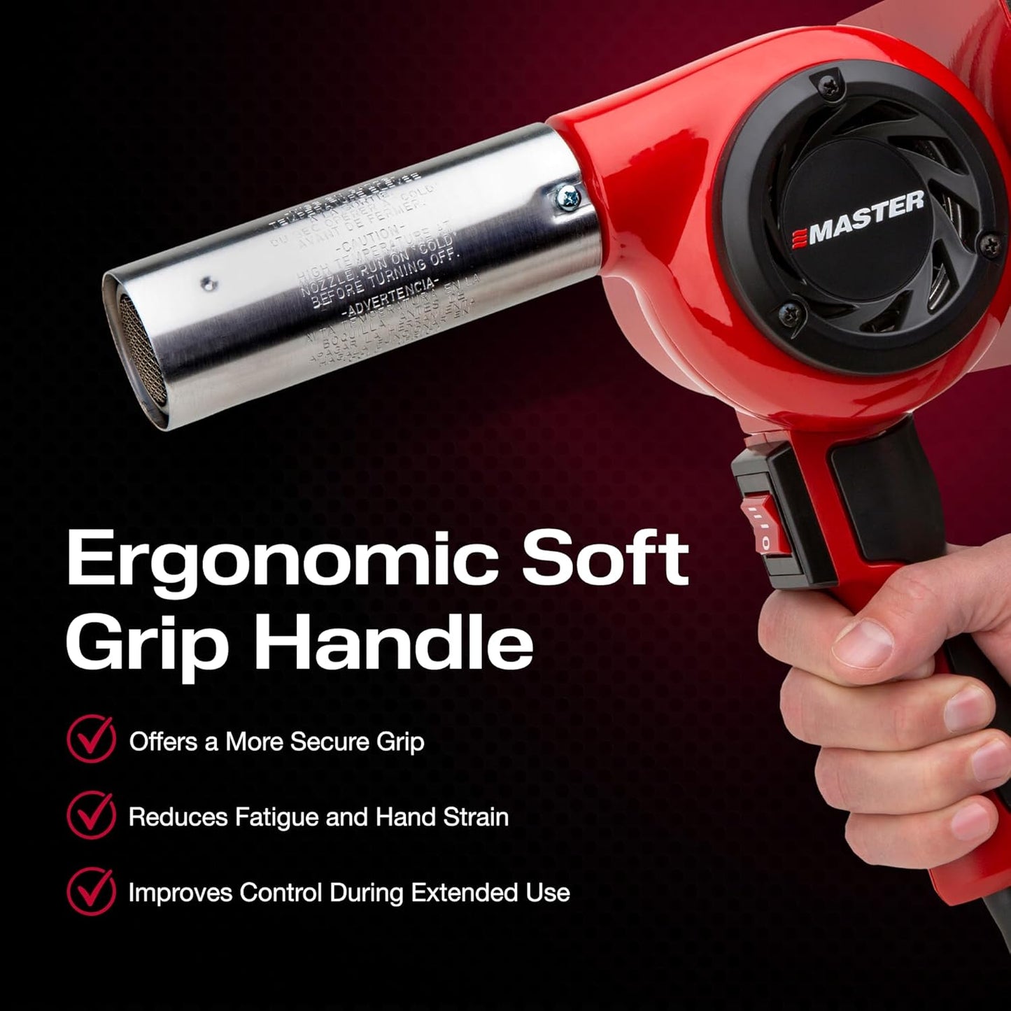 Master Appliance HG-501D Industrial Heat Gun, High Airflow, Quick Change Plug-In Heating Element, 1200F, 120V, 1740W, 14.5 Amps, Engineered In USA