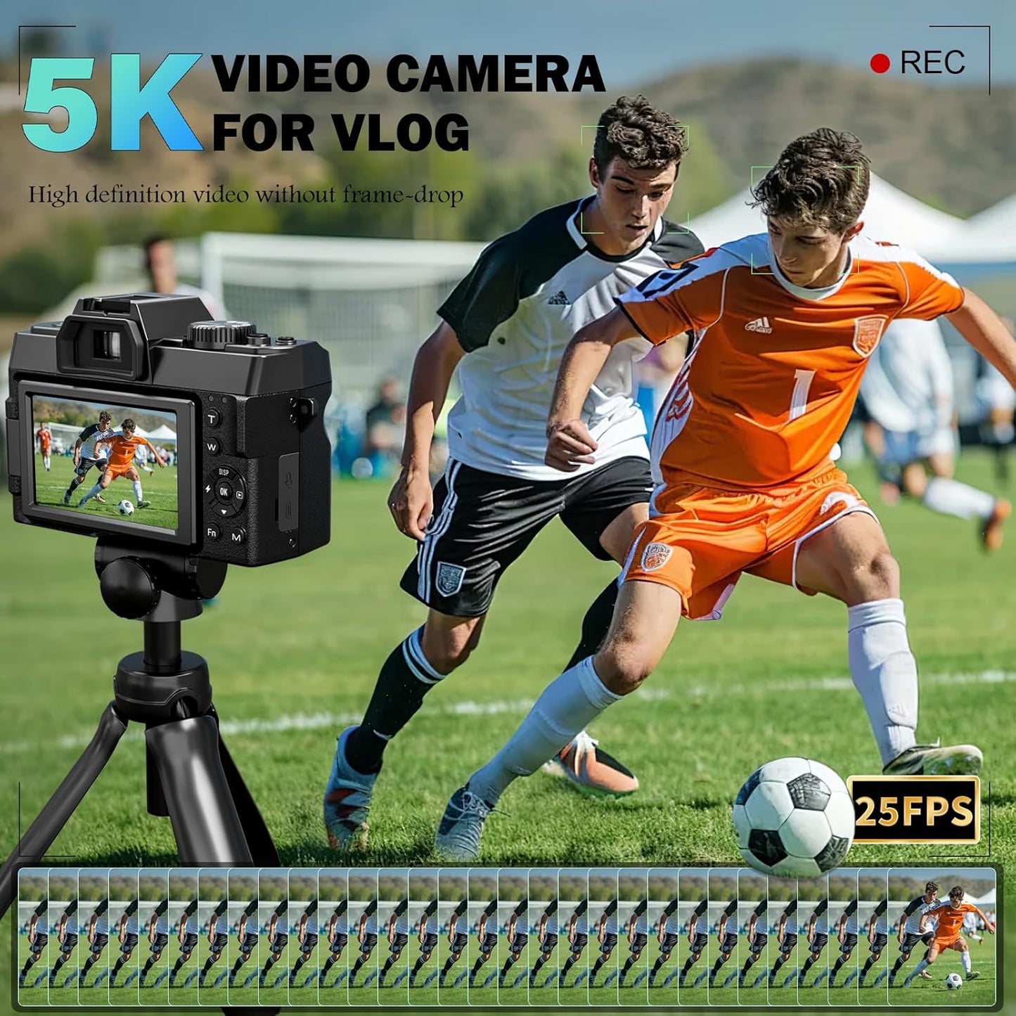 5K Digital Cameras for Photography 64MP - 16X Zoom, WiFi, with 64GB TF Card, Macro Lens & Wide-Angle, Autofocus & Anti-Shake, Vlogging Camera for YouTube Travel (Black)