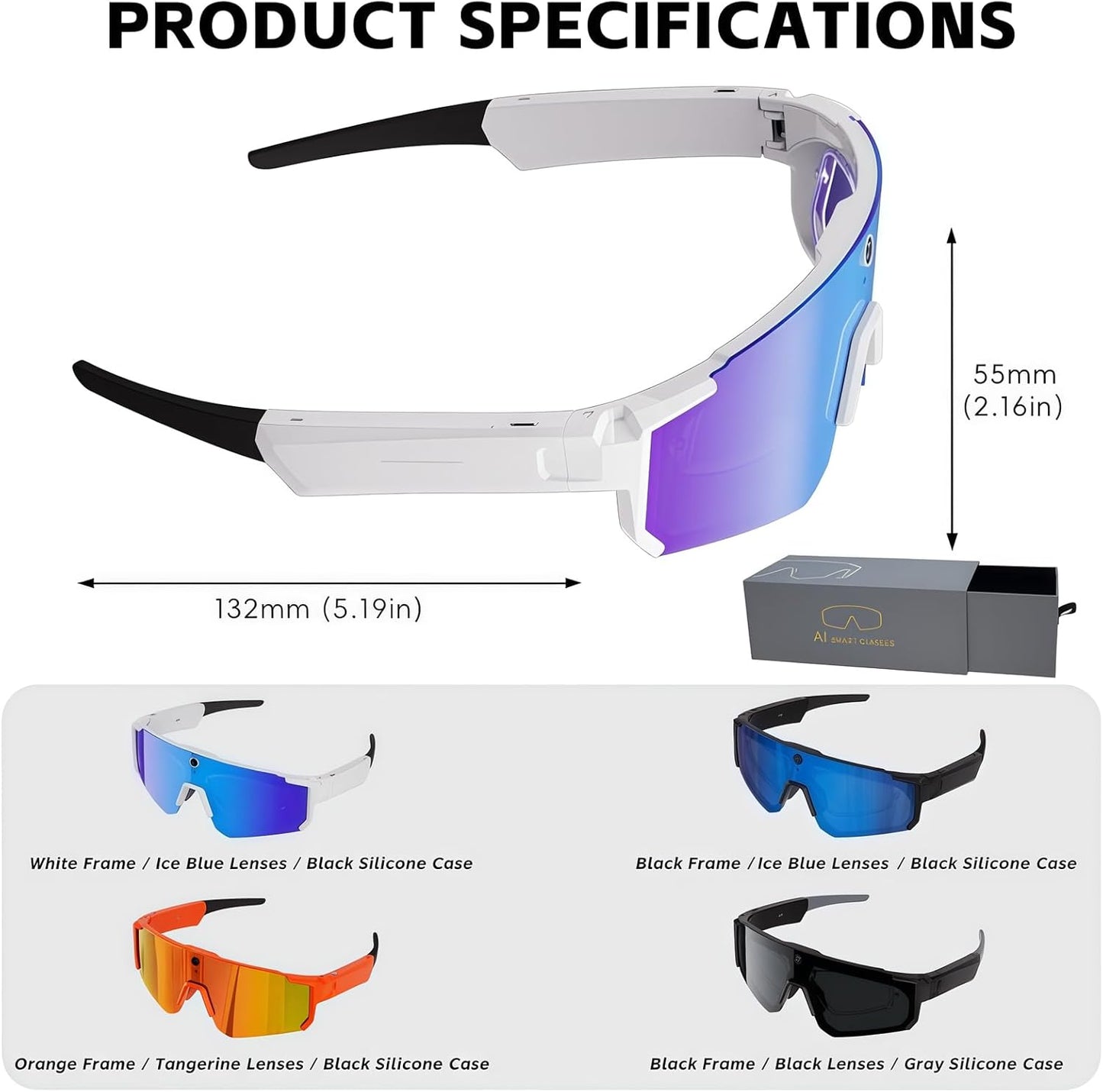 Sport AI Smart Sunglasses with 4K POV Camera — Audio & Video, Real-Time Translation, AI Voice Assistant, Internal Storage, Unisex for Cycling & Outdoor Sports (Orange/Tangerine)