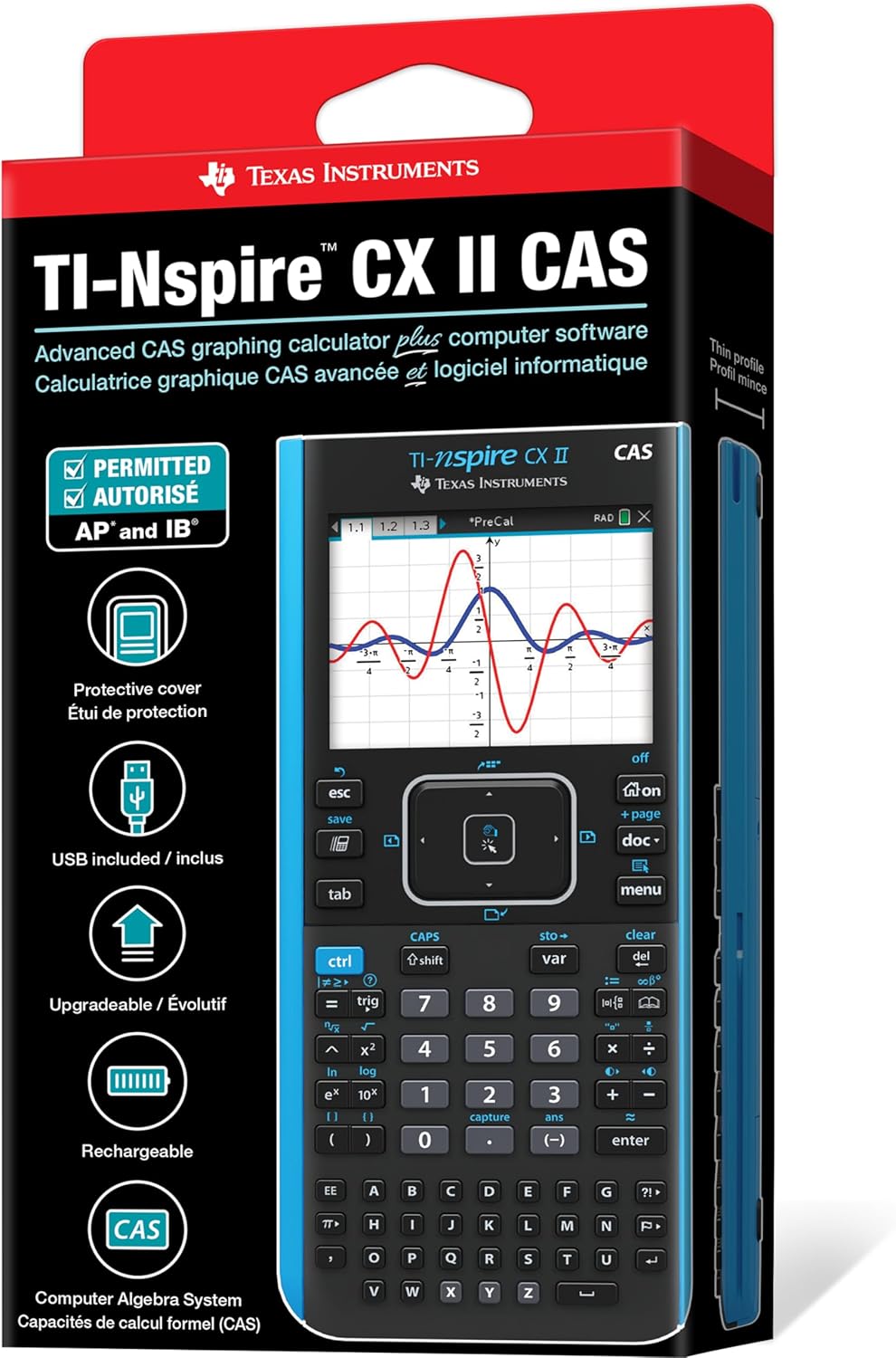 Texas Instruments TI-Nspire CX II CAS Color Graphing Calculator with Student Software (PC/Mac)
