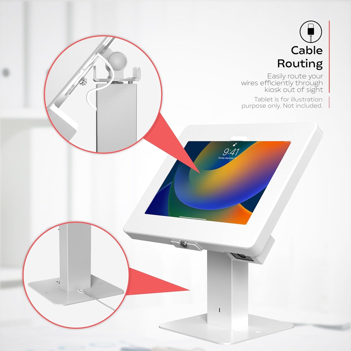 CTA Digital Sleek Rotating POS Desk Mount with Security Enclosure and Barcode Scanner for iPad 10th Gen A16, iPad Air 11" M3 & M2, Pro 11", Galaxy Tab A7 & More - White (PAD-RSDMPW2D)