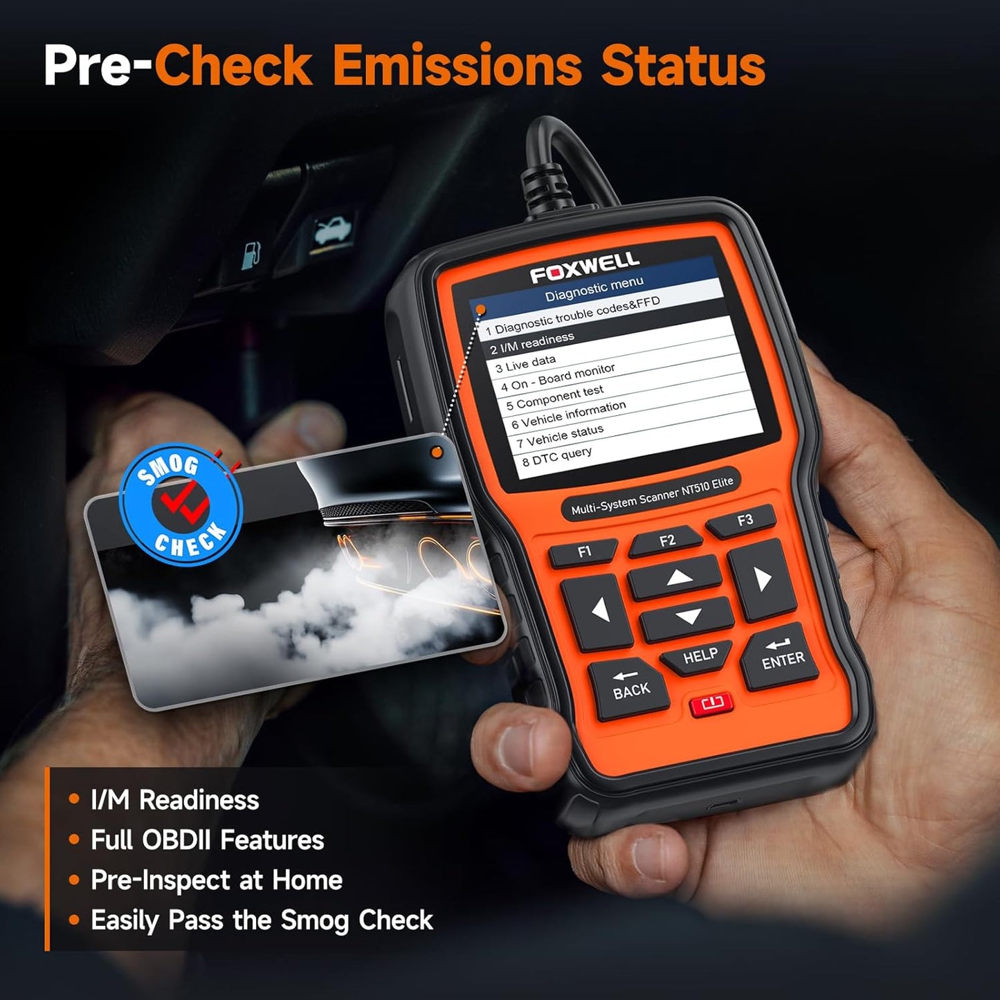 FOXWELL NT510 Elite Scan Tool fit for BMW Scanner Full Diagnostic Tool OBD2 Scanner, All System Bi-Directional Control Code Reader with All Reset Services, Battery Registration Tool fit for BMW Mini