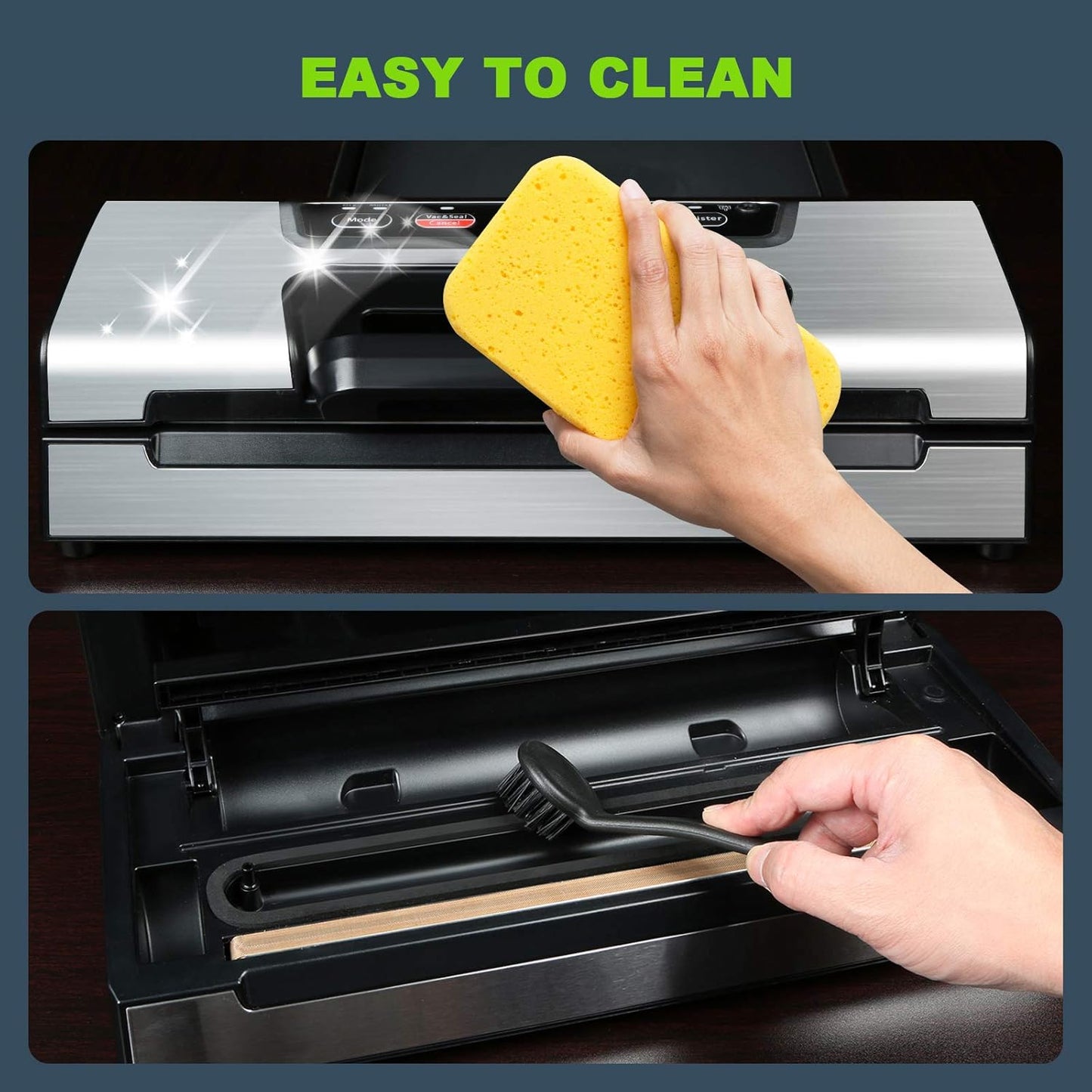Potane Precision Vacuum Machine,Pro Food Sealer with Built-in Cutter and Bag Storage(Up to 20 Feet Length), Both Auto Manual Options,2 Modes,Includes 2 Bag Rolls 11”x16' and 8”x16',Compact Design
