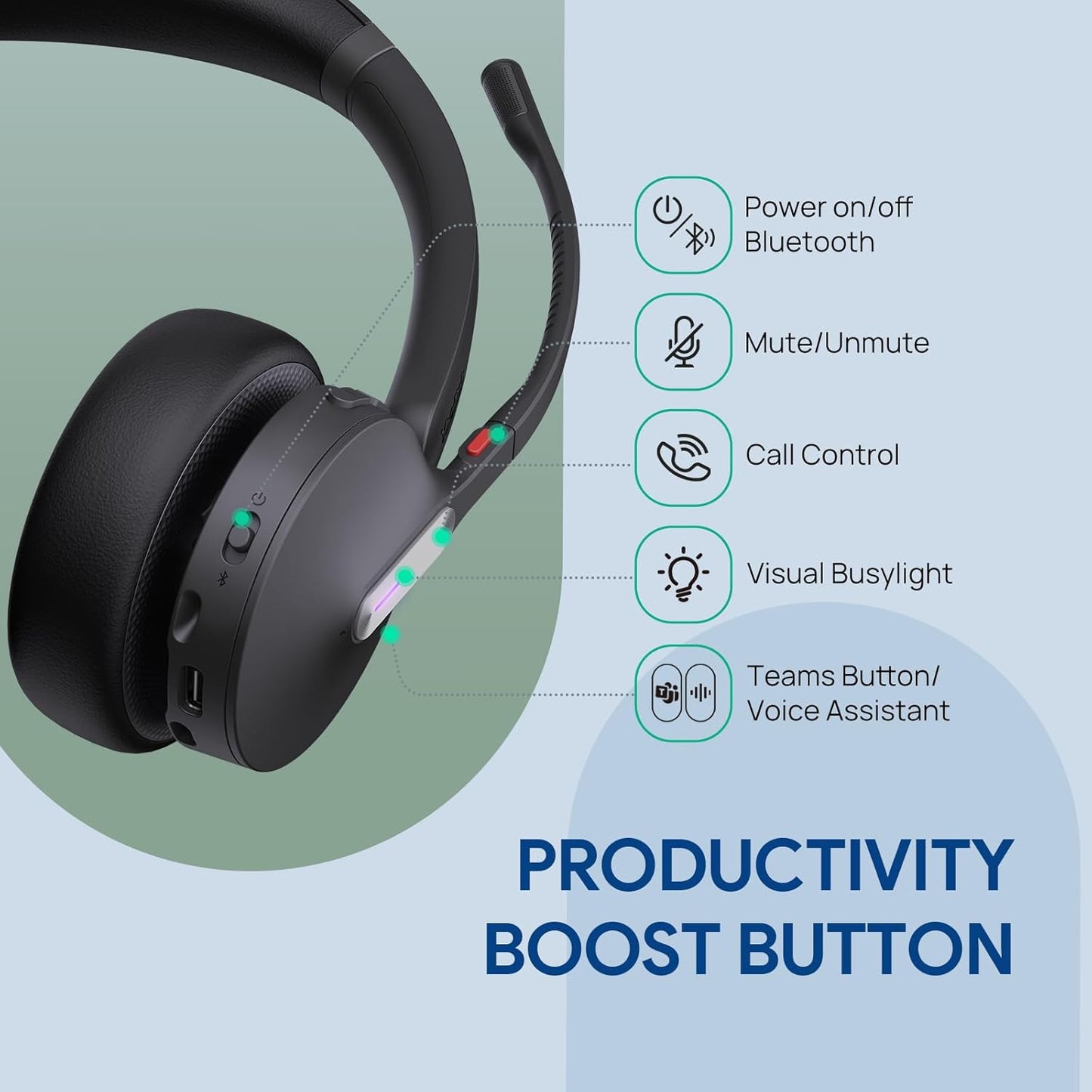 Yealink WH64 DECT & Bluetooth Wireless Mono Headset, 606ft Long Range Work Headphones, 3X Noise Cancelling Mic, 26H Calls, Office Single On Ear Headsets (Desk Phone,PC,Cellphone) for Teams Zoom UC