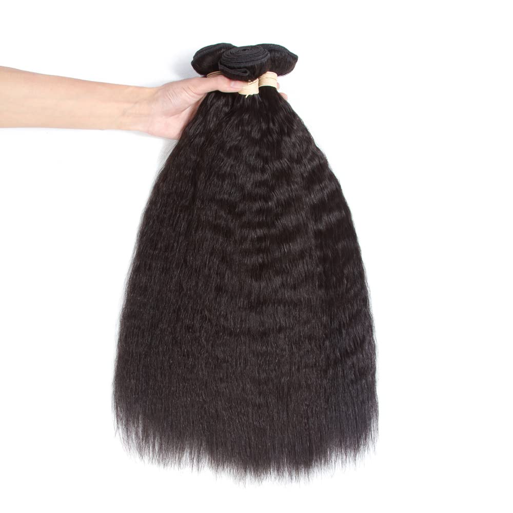 Kerriana Kinky Straight Hair Bundles, 18 20 22 Inch Black Bundles Human Hair 100% Unprocessed Human Hair Bundles Yaki For Black Women