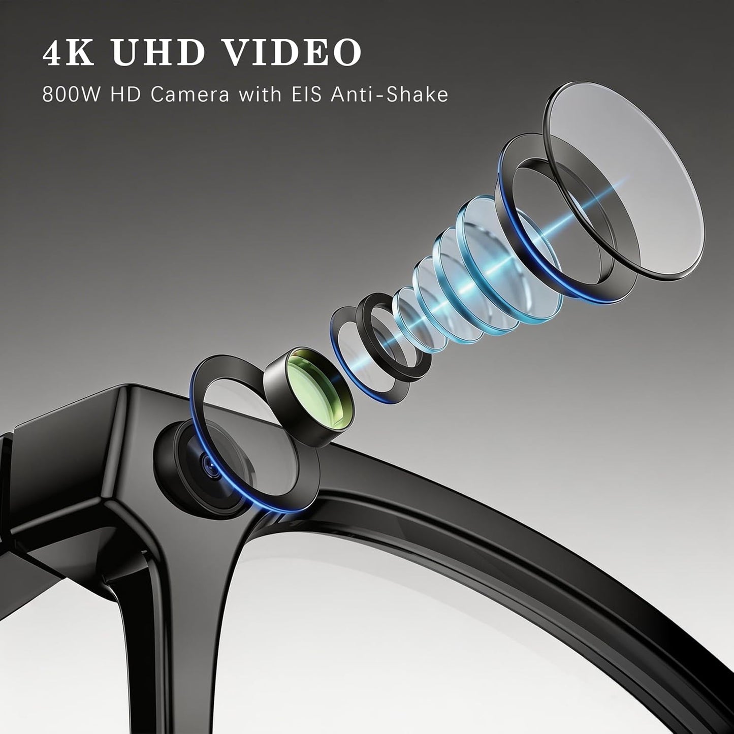 EarlySincere 4K Camera Smart Glasses with ChatGPT AI, Blue Light Blocking Lenses + Extra Sunglasses, Live Translation & Bluetooth Audio, Hands-Free POV Video Recording Eyewear
