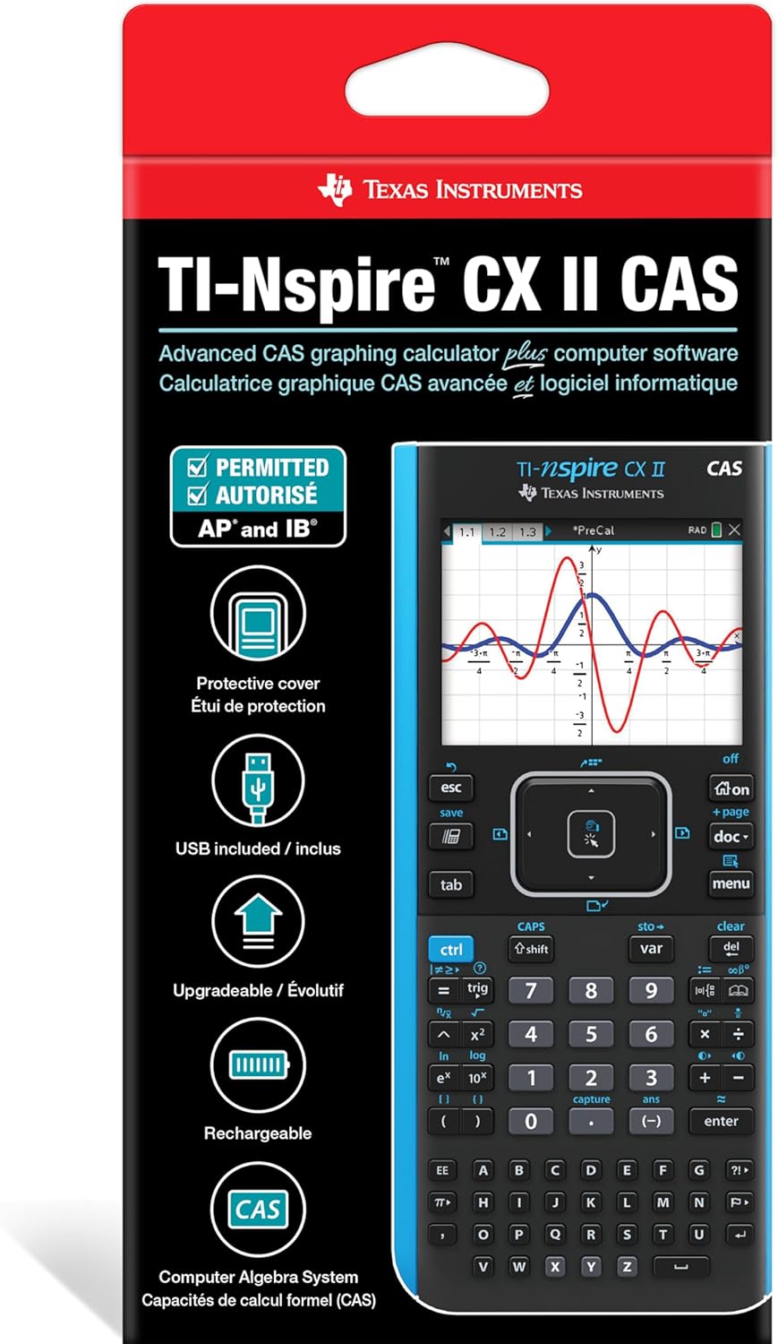 Texas Instruments TI-Nspire CX II CAS Color Graphing Calculator with Student Software (PC/Mac)
