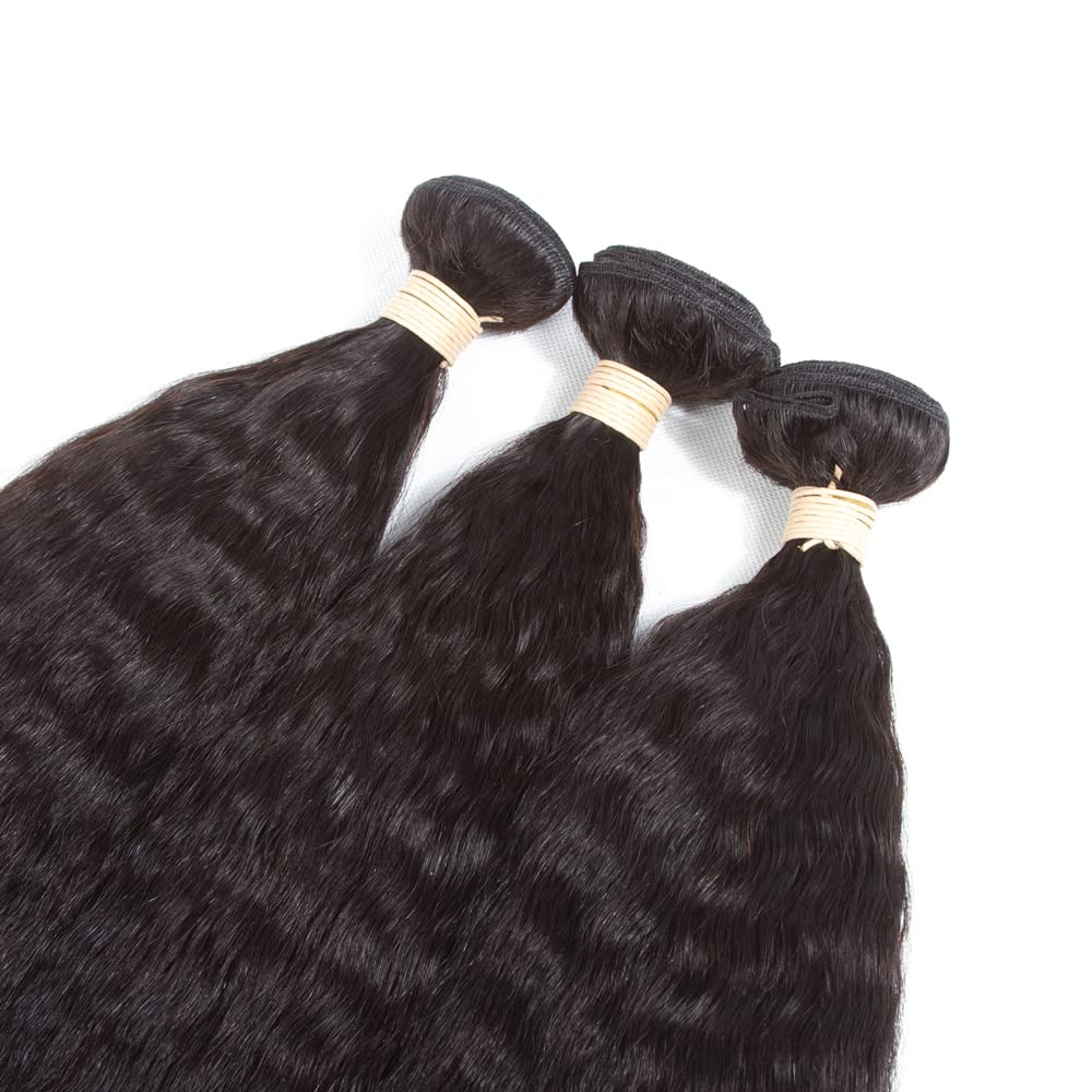Kerriana Kinky Straight Hair Bundles, 18 20 22 Inch Black Bundles Human Hair 100% Unprocessed Human Hair Bundles Yaki For Black Women