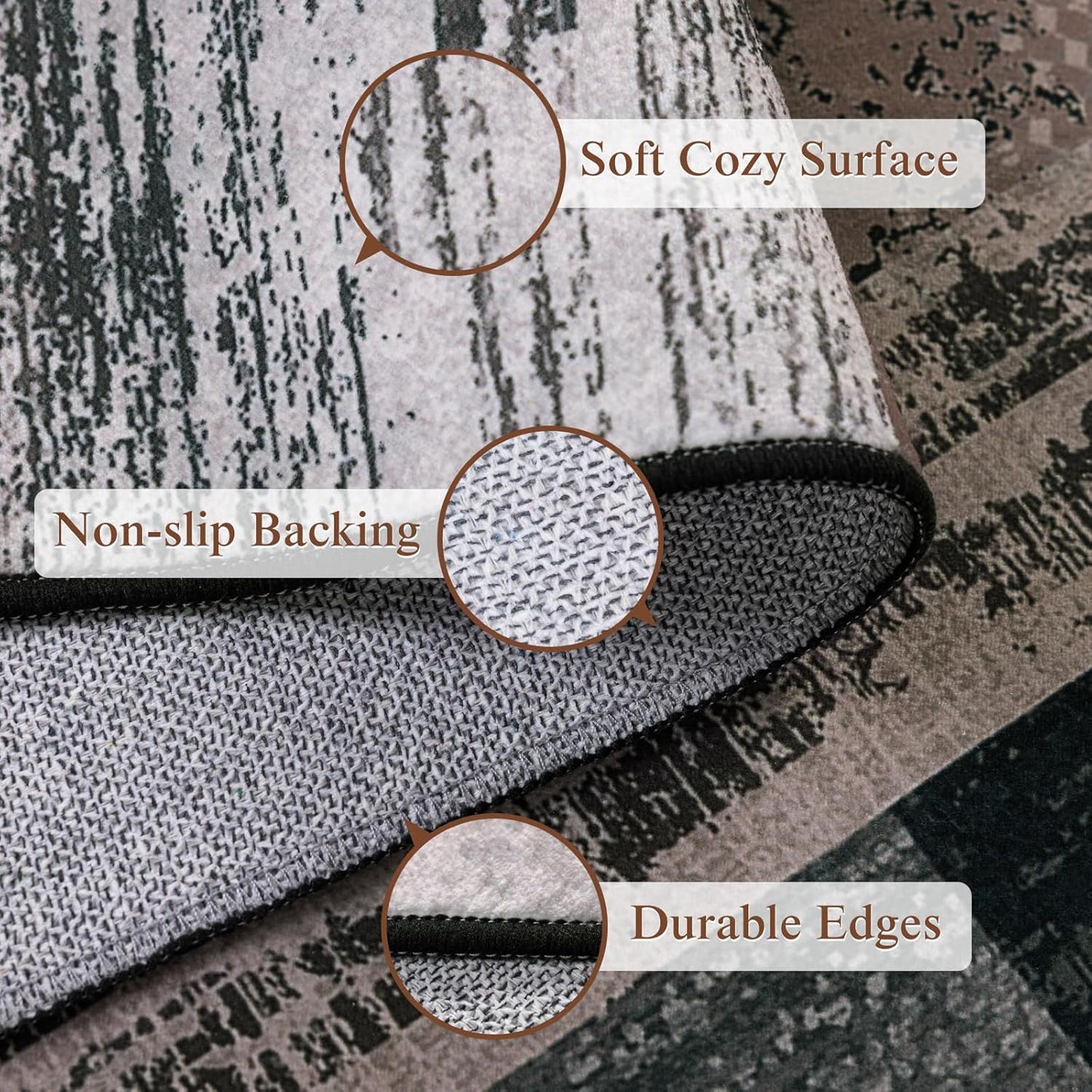 LIANLAM 8x10 Washable Area Rugs for Living Room and Bedroom, Checkered Pattern Non-Slip Carpet, Stain Resistant Low Pile Soft Rug for Dining Room,Office,Nursery,Kids Room(8x10,Chocolate)