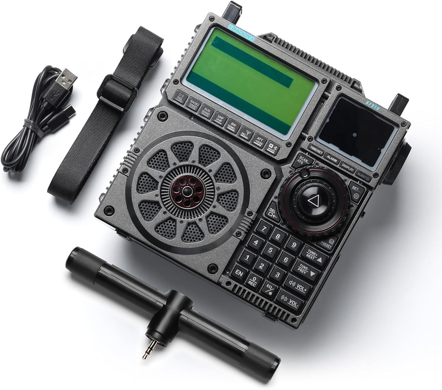 Raddy RF919 SSB Shortwave Radio with NOAA Weather Band, Full Band FM AM SW VHF UHF AIR CB WB and SSB Receiver, with Antenna Tuner, 3 External Antenna Ports, 5000mAh Rechargeable Battery (Black)