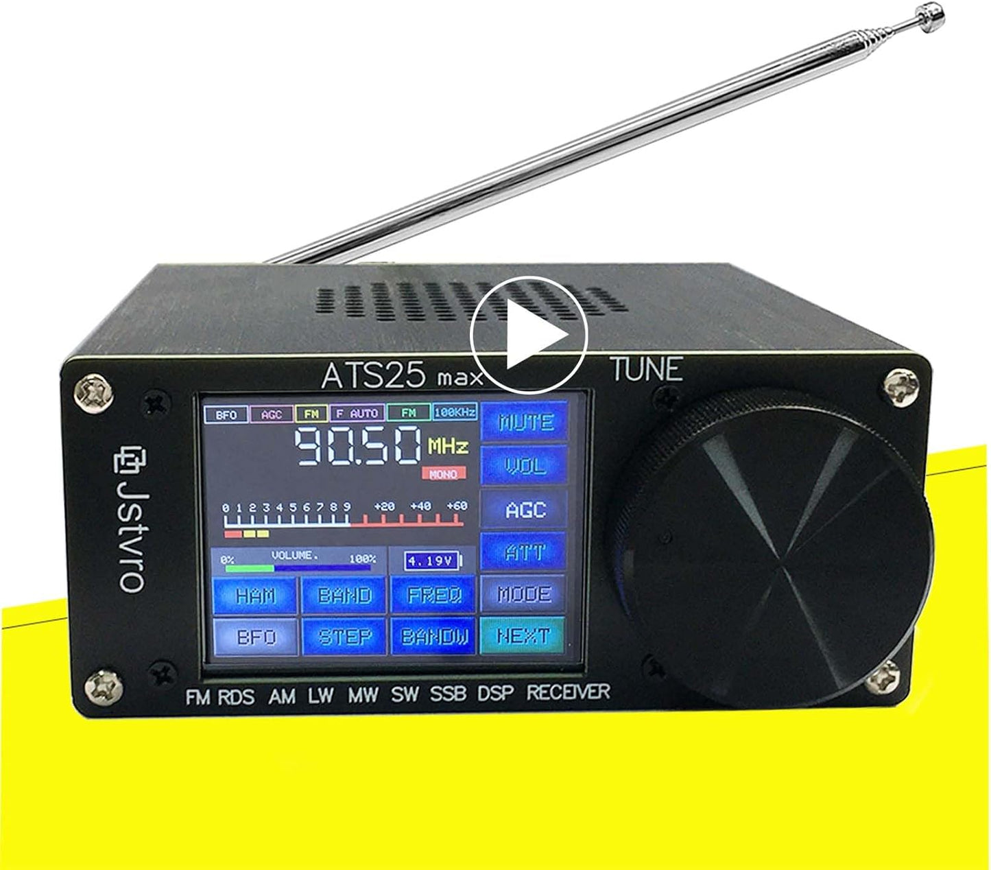 Upgraded ATS-25 Max All Full Bands SI4732 Receiver Portable 2.4 inch FM AM LSB USB LW SSB Shortwave Color Touching Screen Aluminum Alloy 3000Mah Battery Big Speaker Nice Sound
