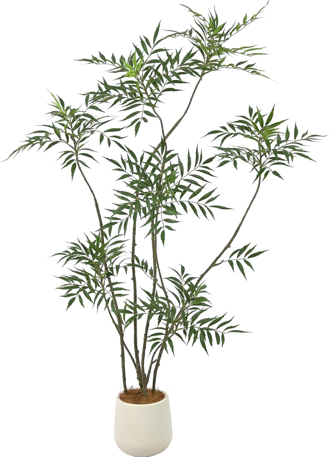 Artificial Mahonia Fortunei Tree 6FT - Faux Trees Indoor with 576 Lifelike Vivid Leaves and 7 Heads, 72" Tall Fake Potted Plant for Home Office Living Room Decor Housewarming Gift
