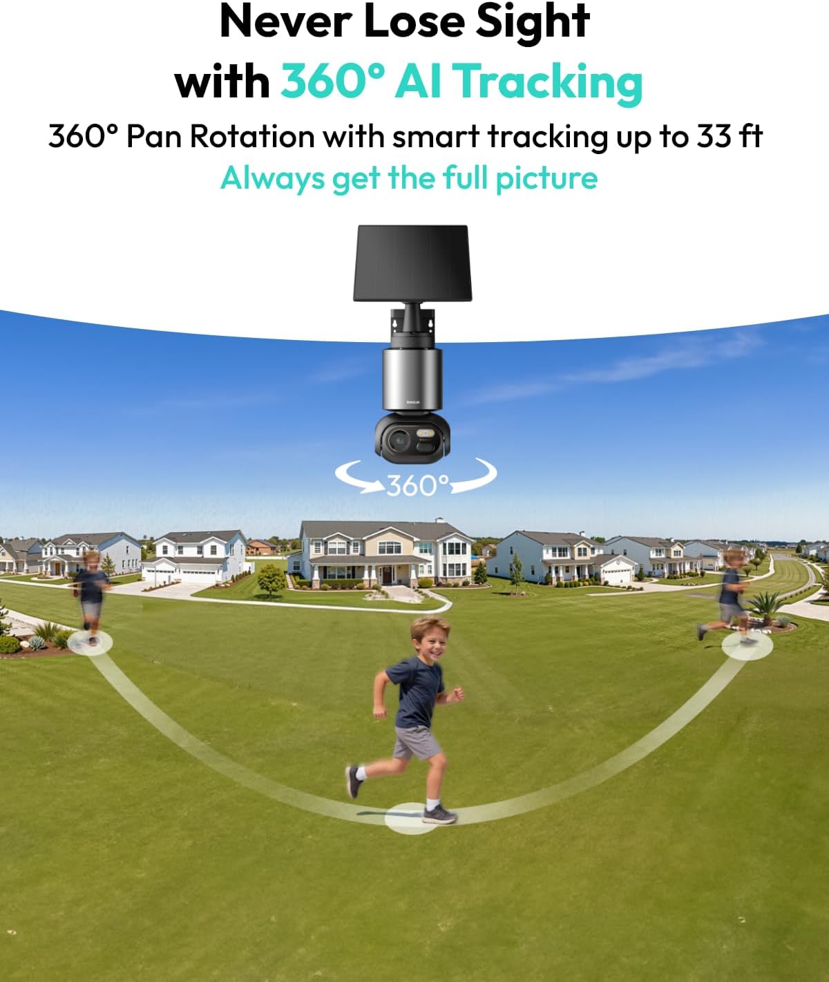 BOTSLAB 4K Security Cameras Wireless Outdoor, 4 Cam-Kit, Solar Camera for Home Security with Full Color Night Vision, No Subscription,AI Recognition,32GB Local Storage Base Station,360° PT,2.4GHz WiFi