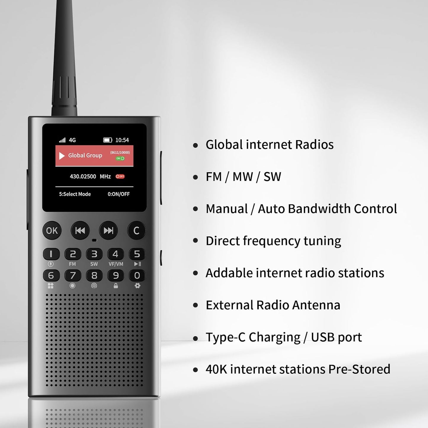 Choyong WT2 Multi-Band Smart Internet Radio WIFI/4G, AM/FM, and Portable Shortwave Radio Receiver Long Range Handheld Radio, Bluetooth