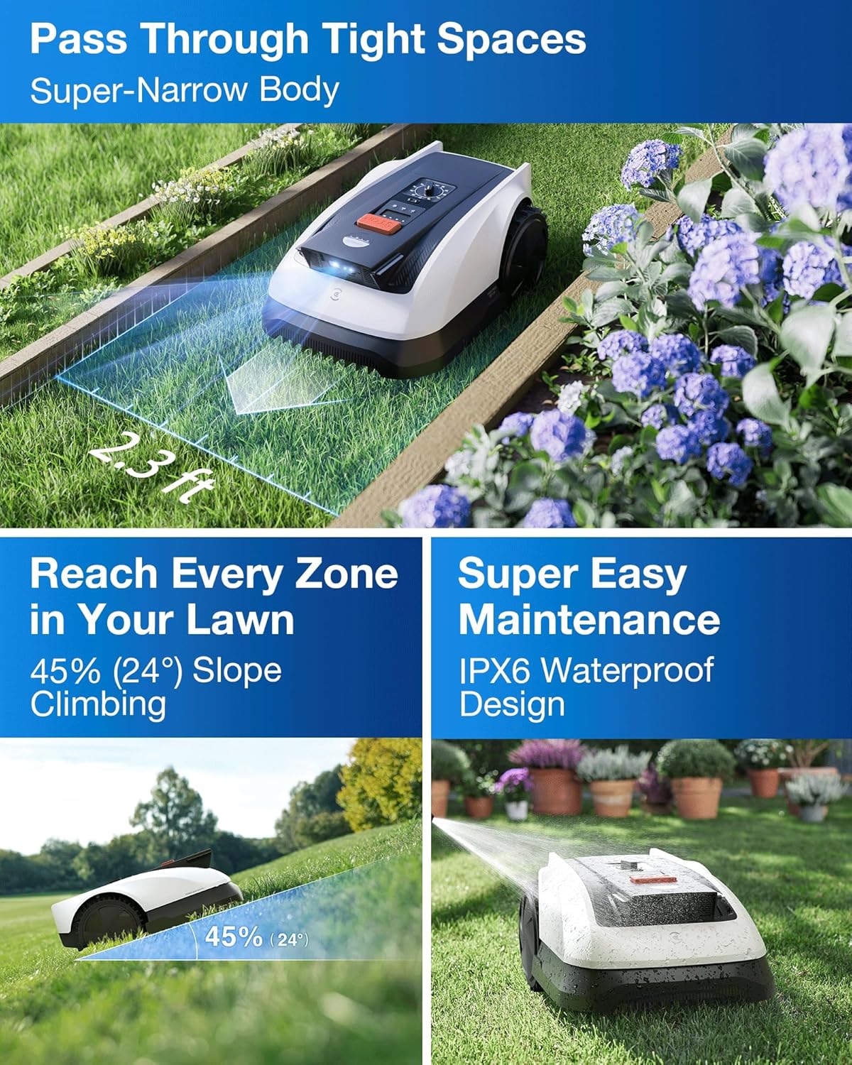 ECOVACS Goat O1000 RTK Care Kit Robotic Lawn Mower with RTK Precision Navigation, No Perimeter Wire, Smart App Control, Auto Mapping, Multi-Zone Management – Includes 36 Extra Blades