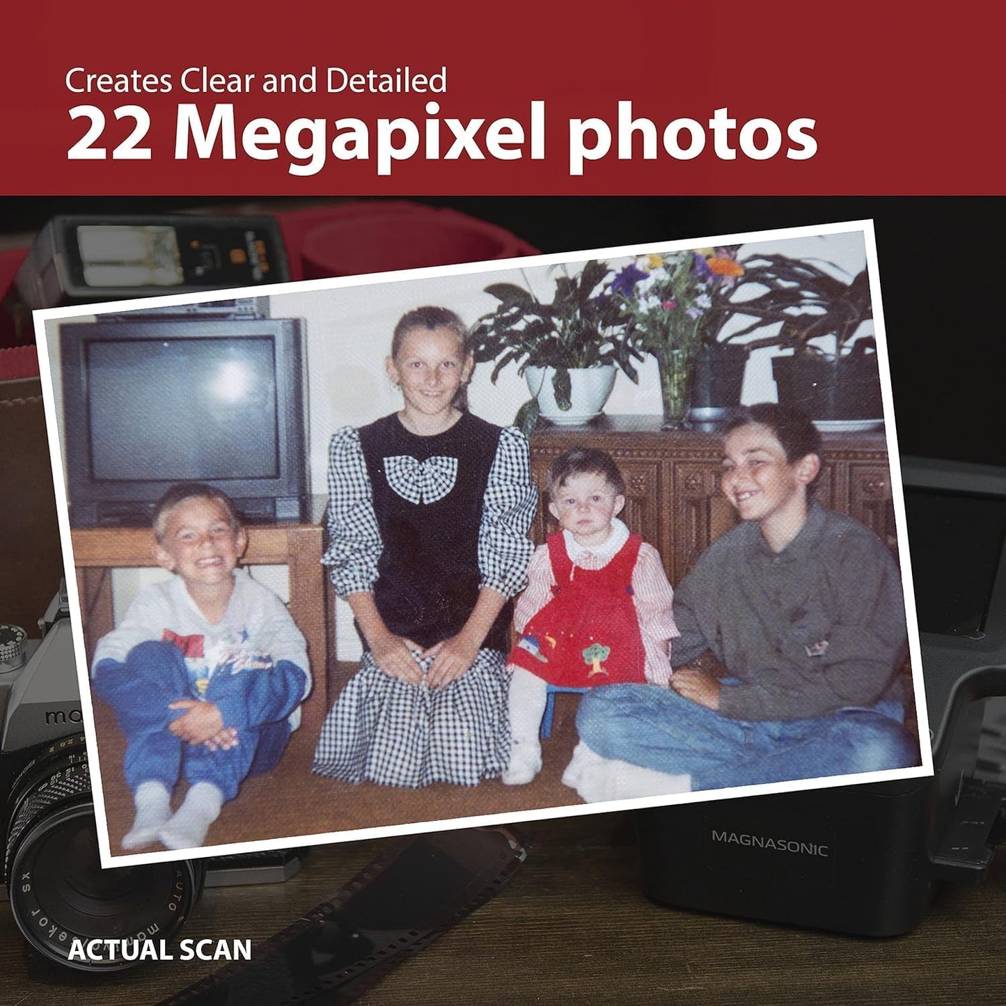 Magnasonic All-in-One 24MP Film Scanner with Large 5" Display & HDMI, Converts 35mm/126/110/Super 8 Film & 135/126/110 Slides into Digital Photos, Built-in Memory (FS71)